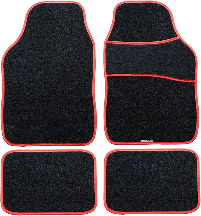 CarMats.co.uk Universal Car Mats Red Trim Black Carpet Right Hand