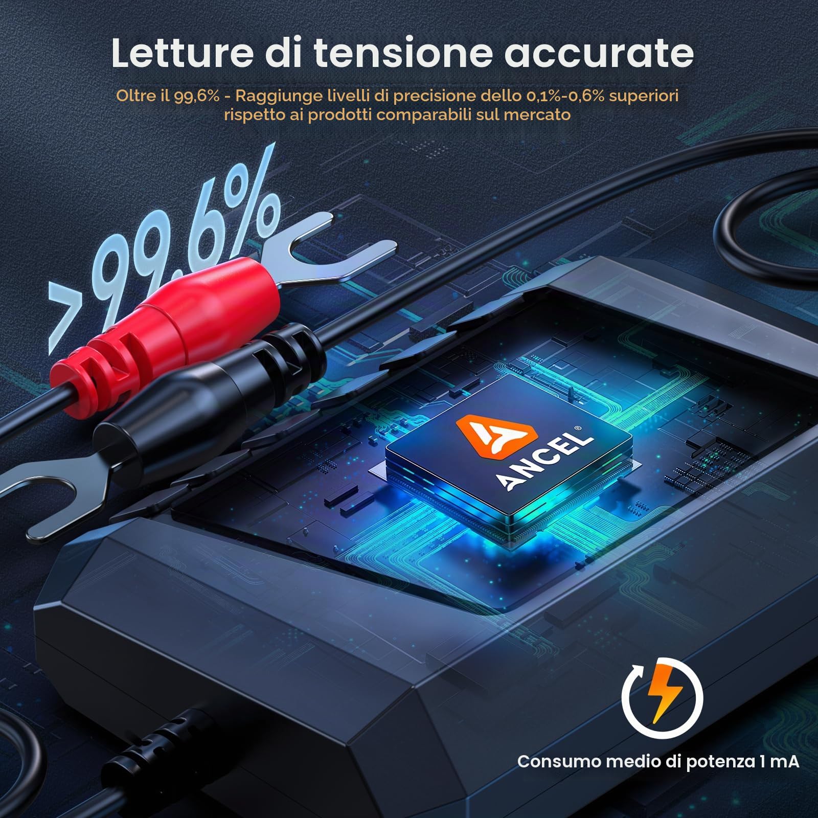 ANCEL Monitor batteria Bluetooth da 6 V, 12 V, 24 V