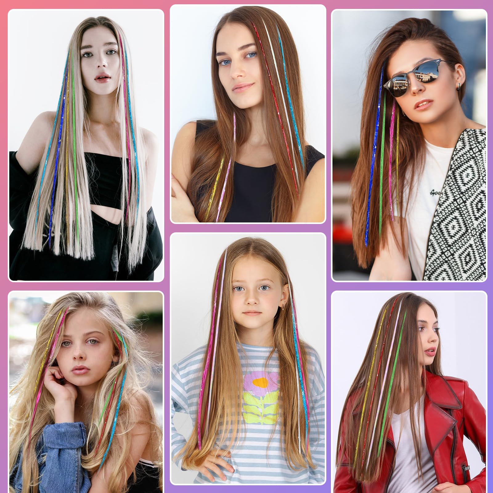 Set Da 50 Ciocche Colorate Per Capelli Per Bambini Con 100 Perline E Accessori - Extension Per Trecce, Cosplay, Festa - 5