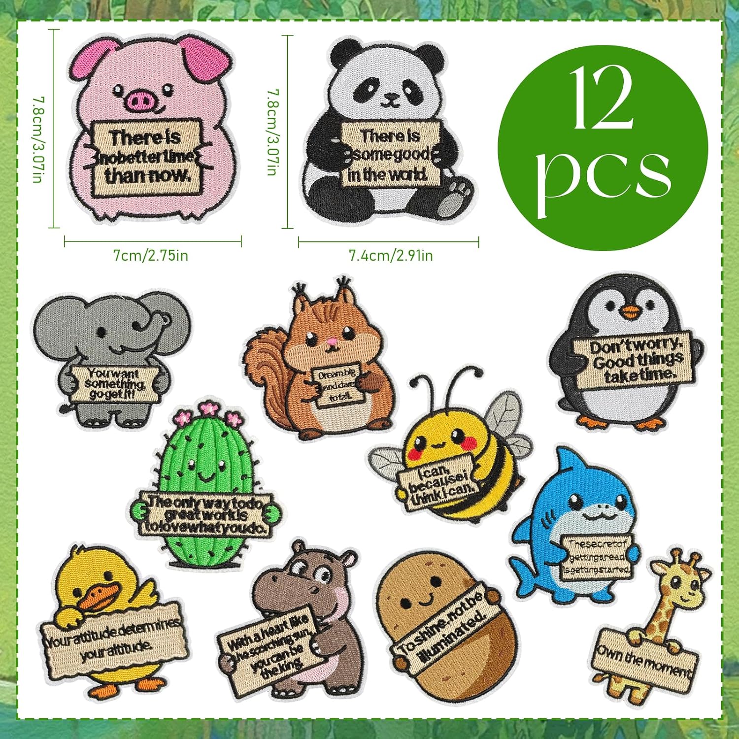 12 Pcs Inspirational Iron on Patches for Clothes, Tote Bags, Hats image 2