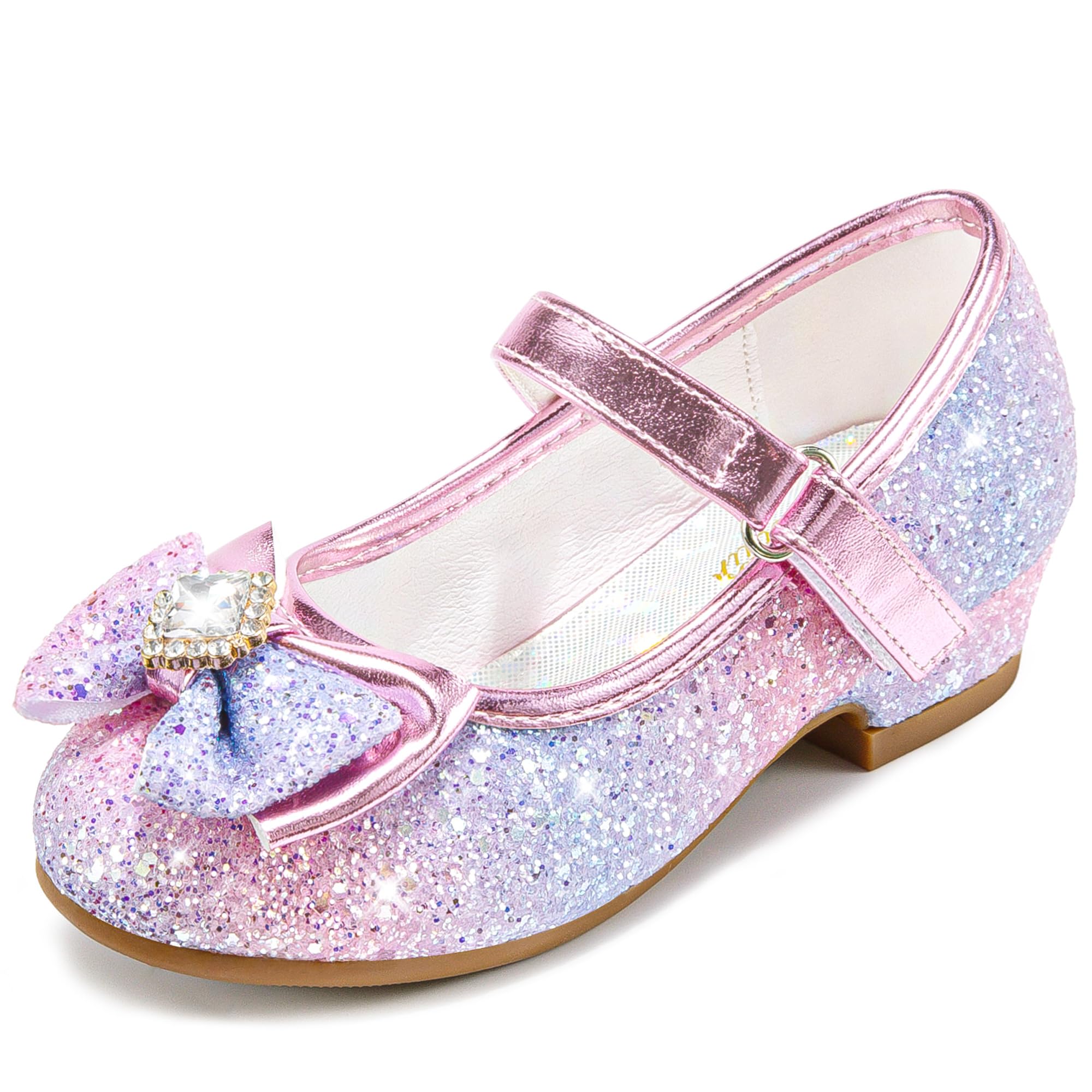 Furdeour Sparkly Girls Dress Shoes Princess Mary Jane Toddler to Big Kids