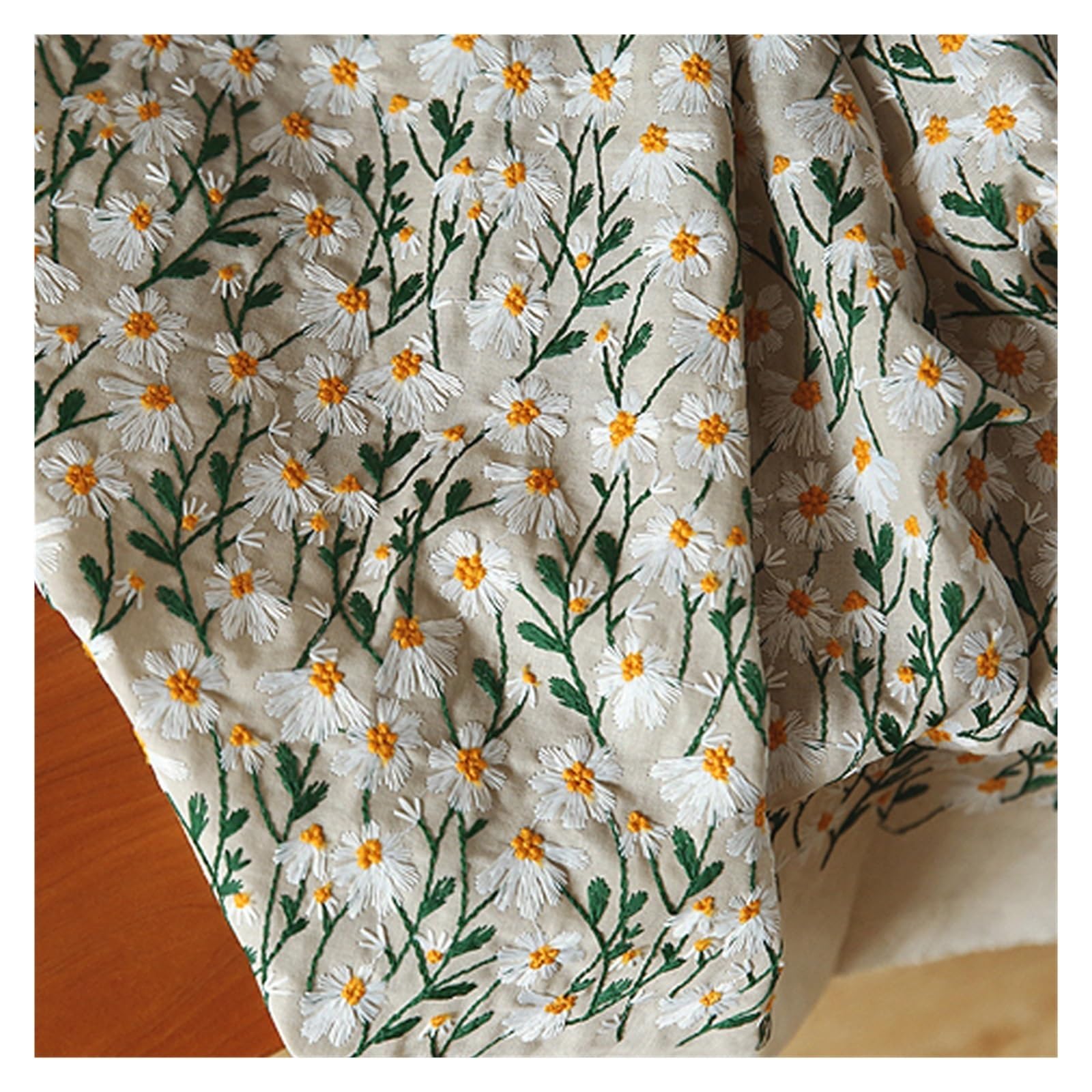 Haftowana tkanina bawełniana, Daisy żakardowa haftowana bawełniana tkanina lniana wielokolorowa wiele rozmiarów dla majsterkowiczów(200x135cm)