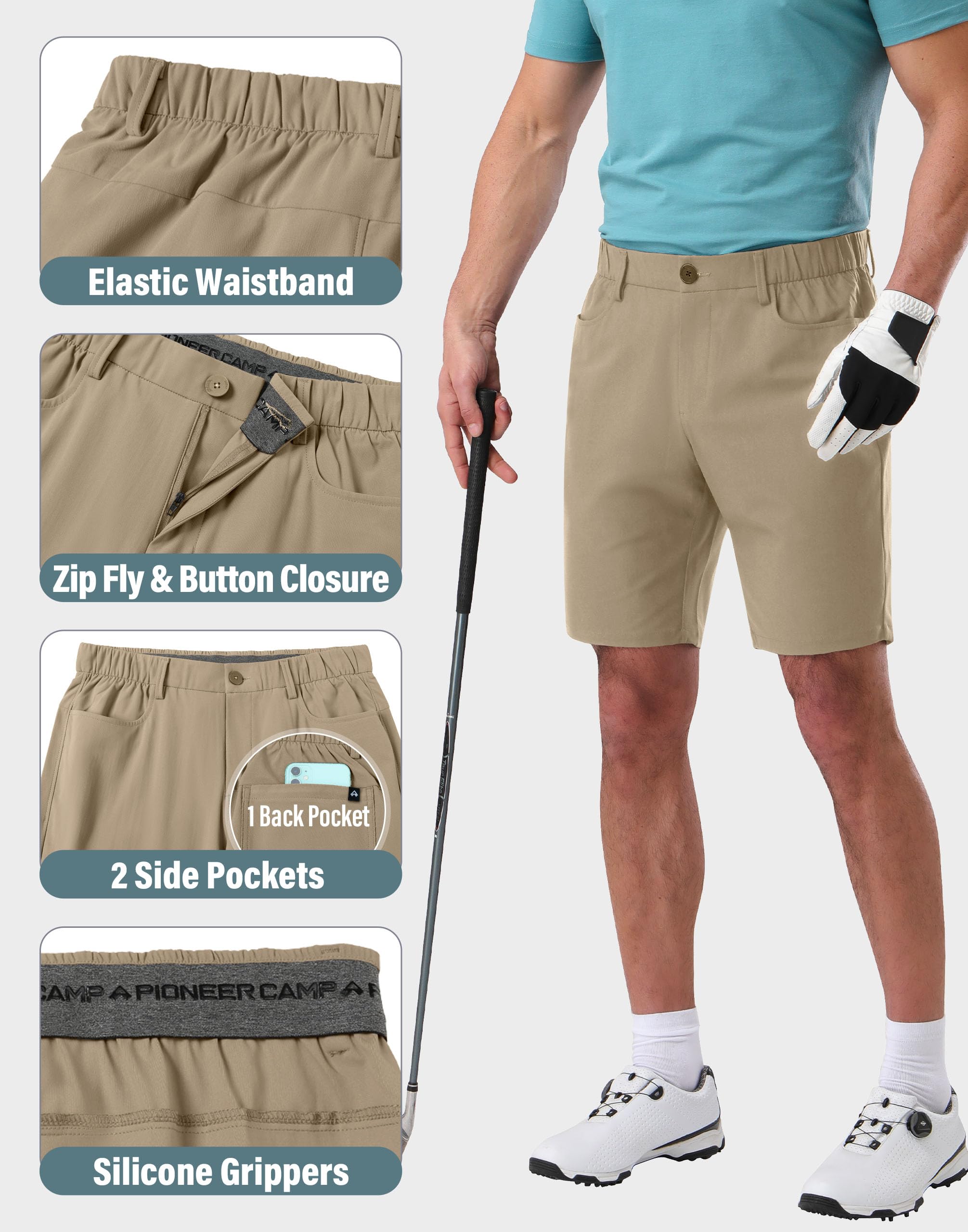 Pioneer Camp Pantalon Court de Golf Technique - Tissu Élastique et Anti-Transpiration, Idéal pour Les Sorties Sportives