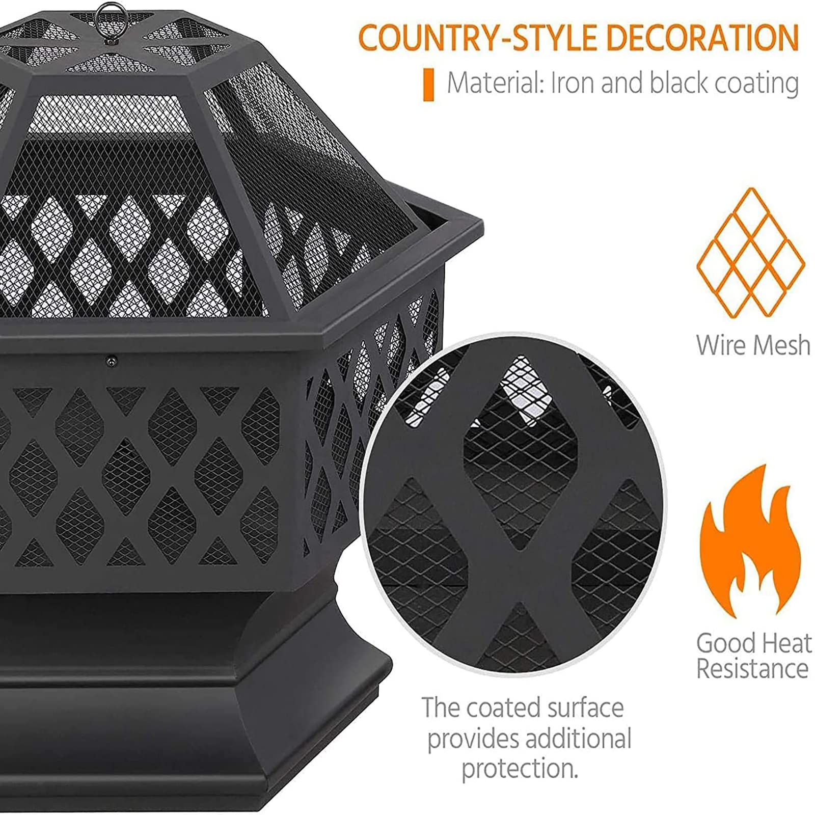 Chimenea al Aire Libre de Mesa Hoguera portátil de 22 Pulgadas Chimenea al Aire Libre Chimenea de terraza Adecuado para Acampar Calefacción al Aire Libre Hoguera y Picnic,Negro