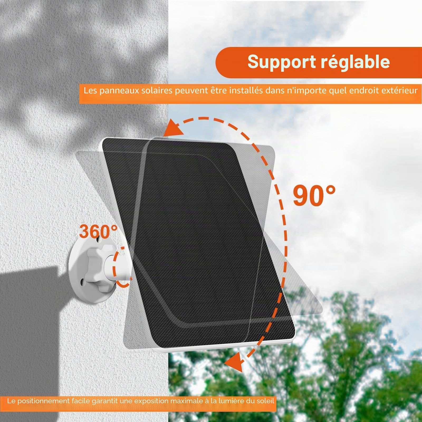 Panneau Solaire 6W pour Caméras Ring avec Câble de 3m (Lot de 2)