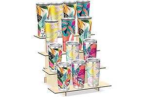 4-Tier Premium Wood Straight Tabletop Display Stand