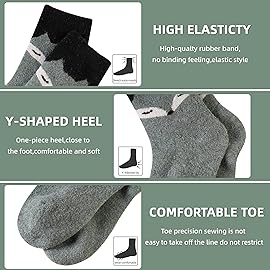 Velice Women Wool Socks Thick Thermal Hiking Warm Winter Crew Cushion Cozy Work Boot Socks 5 Pairs(Fox)