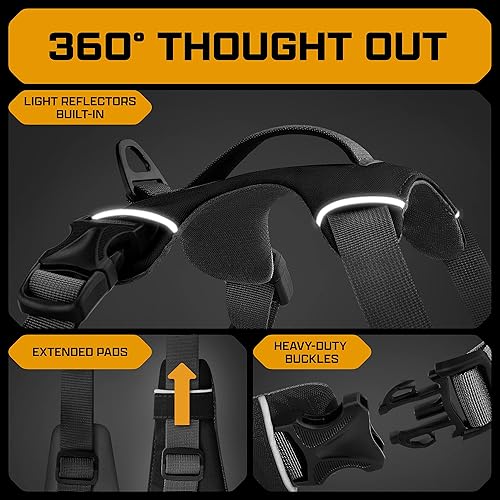 Miniatura 5 de INVIROX Arnés para perros grandes sin tirones fuerza de tracción de 1200 libras, chaleco para perro, arnés para perros medianos sin tirones, arnés