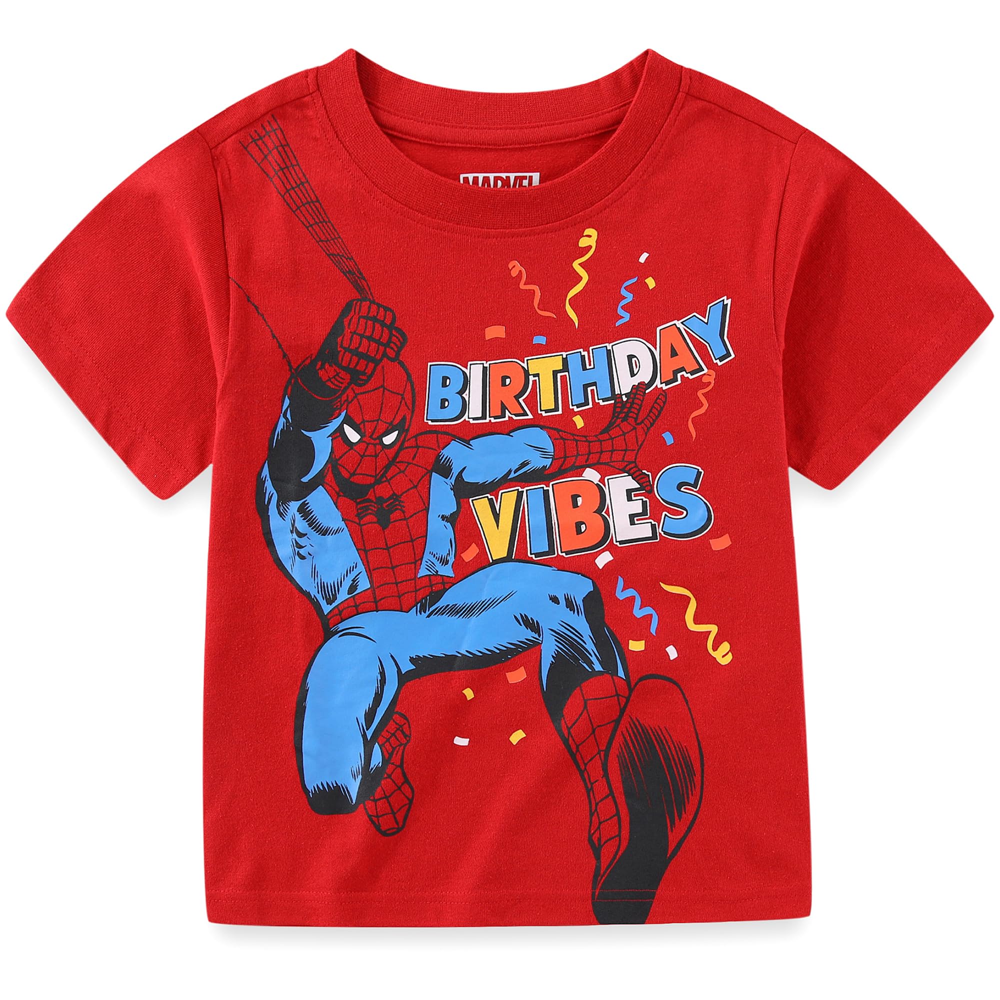 Marvel Spider-Man Birthday Boys Short Sleeve T-Shirt for Toddler and Big Kids