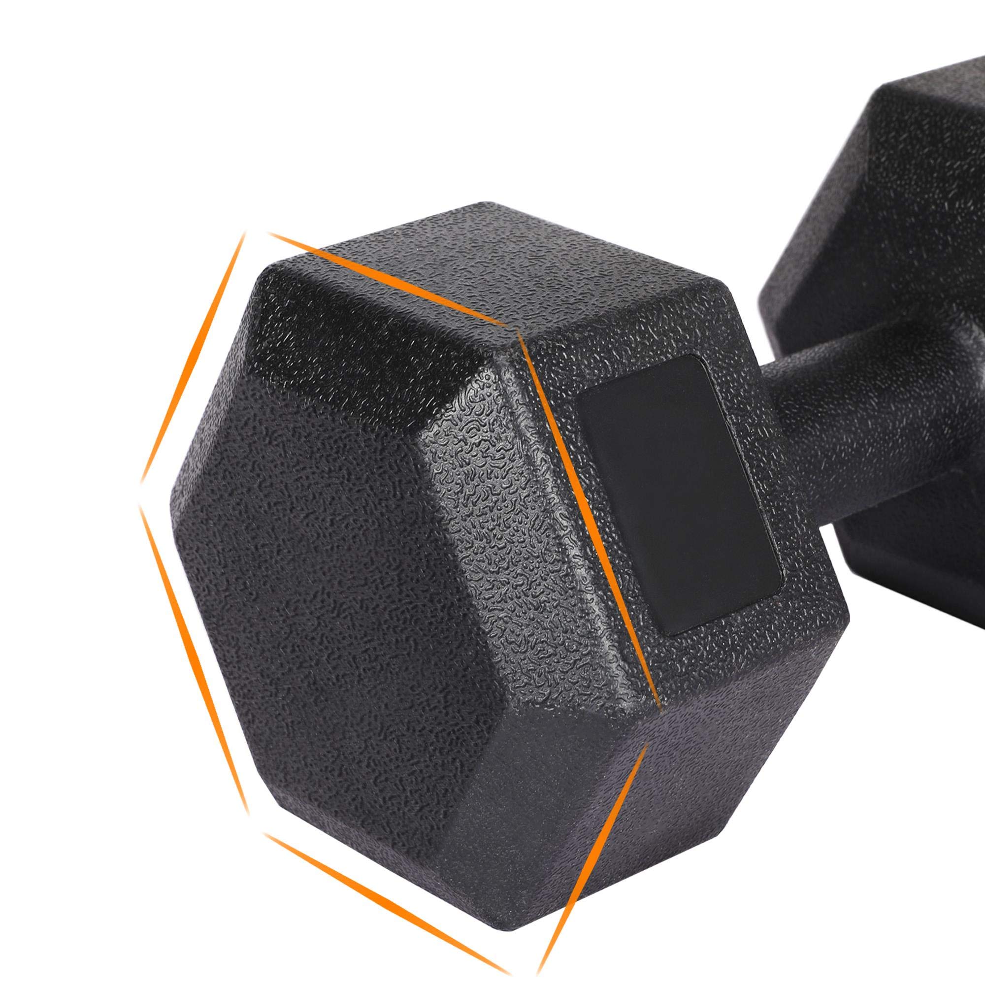 Yaheetech Zestaw 2 hantli krótkich 10 kg, ?eliwne hantle sze?ciok?tne do aerobiku, gimnastyki i fitnessu