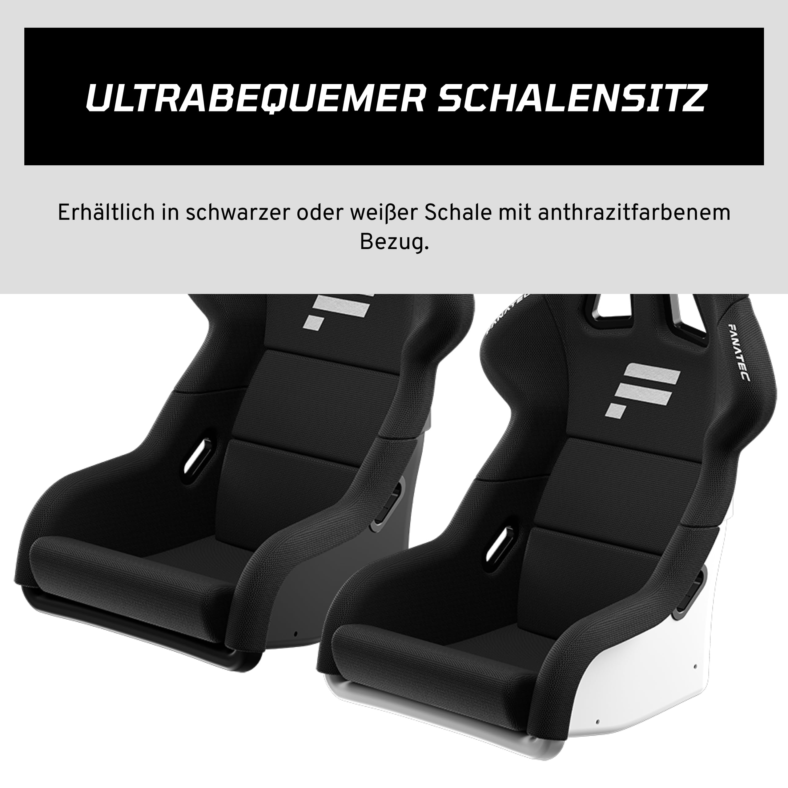 FANATEC ClubSport GT Sim Racing Cockpit – Schale Faserverstärktem, Atmungsaktivem Stoff, Lendenstütze, Schwarz
