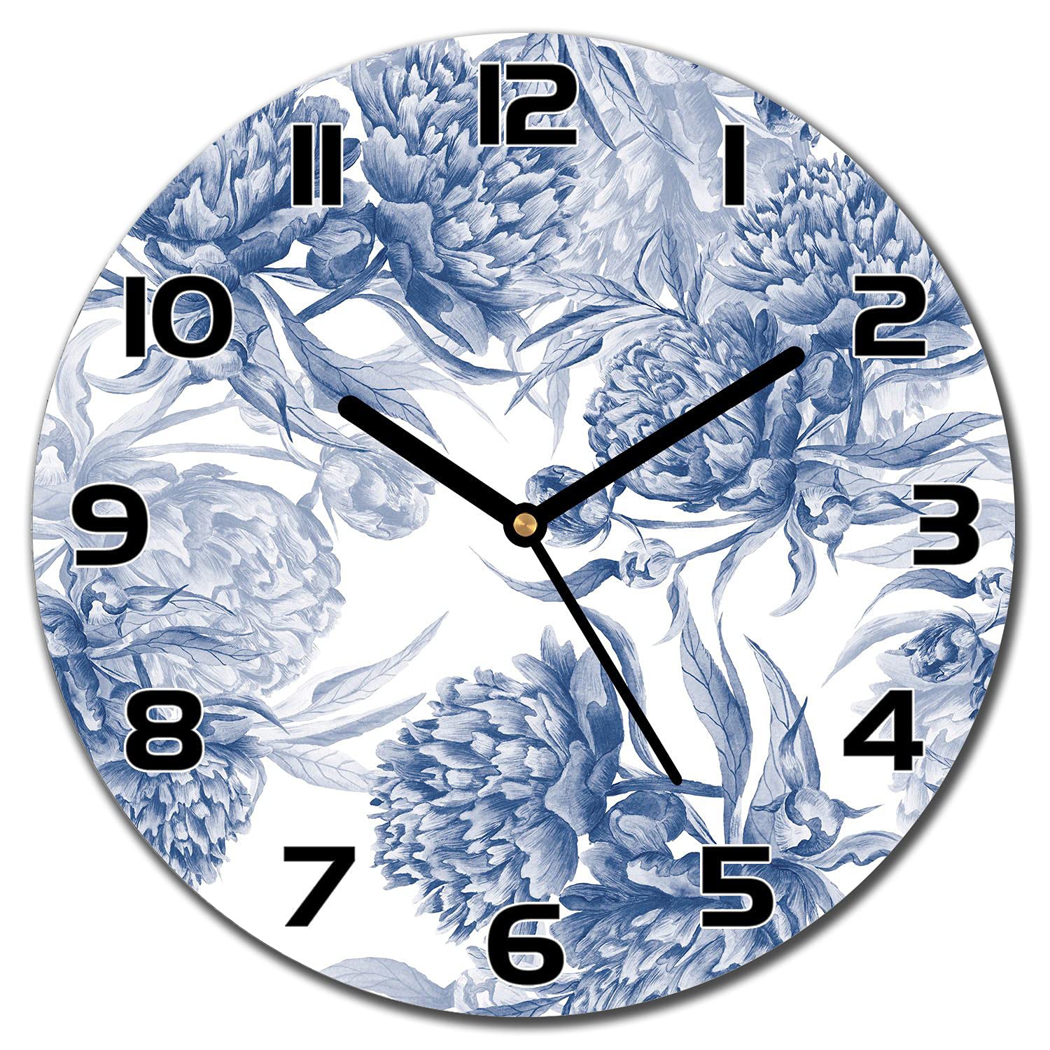 Horloge en verre pivoines florales pour insuffler la douceur de la nature dans votre salon