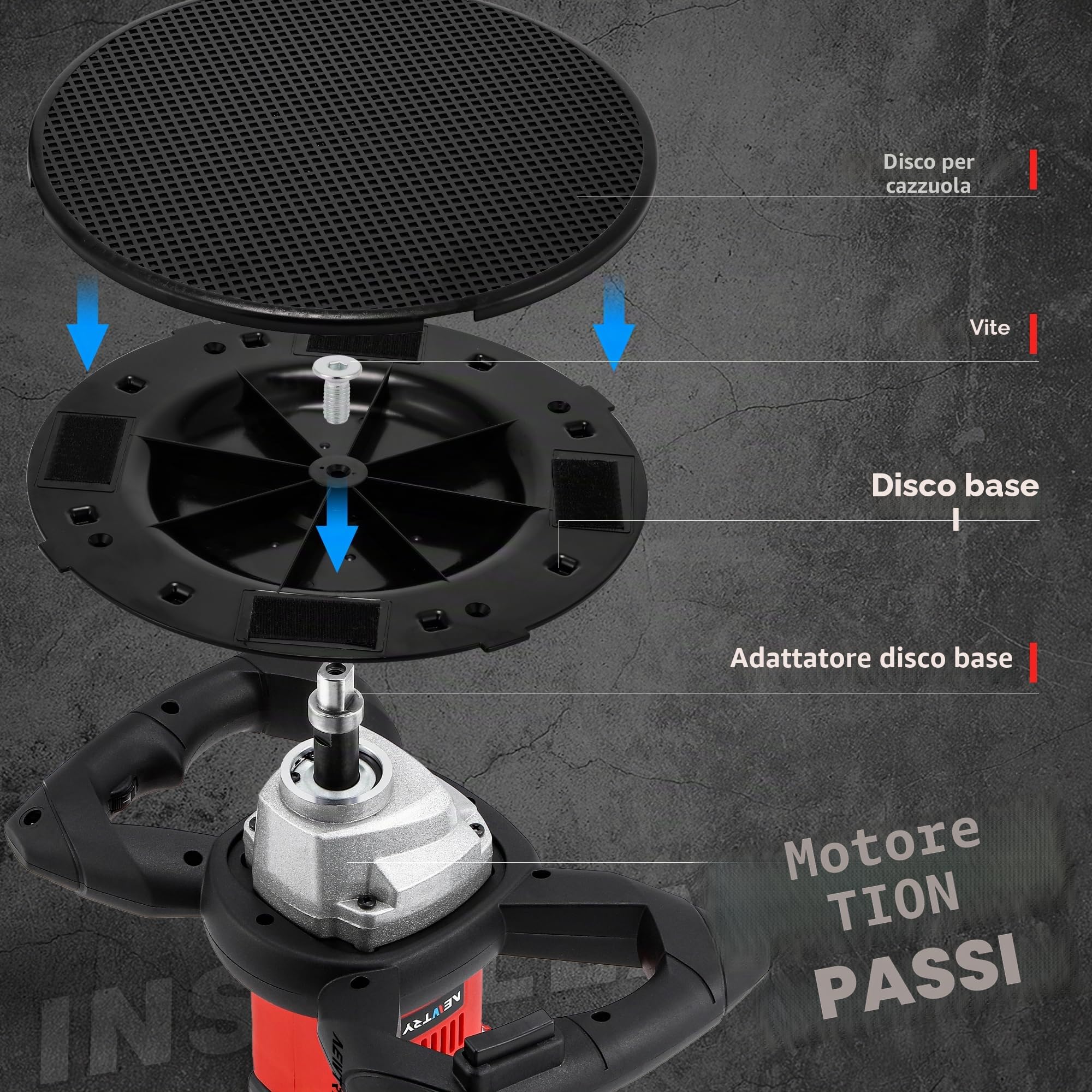 NEWTRY Levigatrice senza fili per malta da muratore, Cazzuola lisciante per intonaco portatile per rifiniture murali, betoniera multifunzione, con dischi di ricambio in carta vetrata spugnosa 220V CE