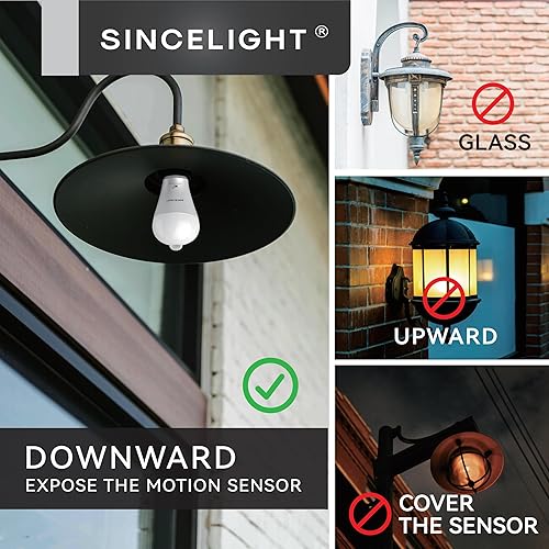 Miniatura 8 de SINCELIGHT Bombilla LED con sensor de movimiento de 9 W E26, PIR activada por movimiento en la oscuridad, encendidoapagado automáticamente por