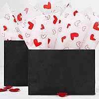 Vista 5 de MR FIVE 100 hojas de papel de seda blanco con corazón rojo a granel, 20 x 14 pulgadas, papel de seda con diseño de corazones rojos para bolsas