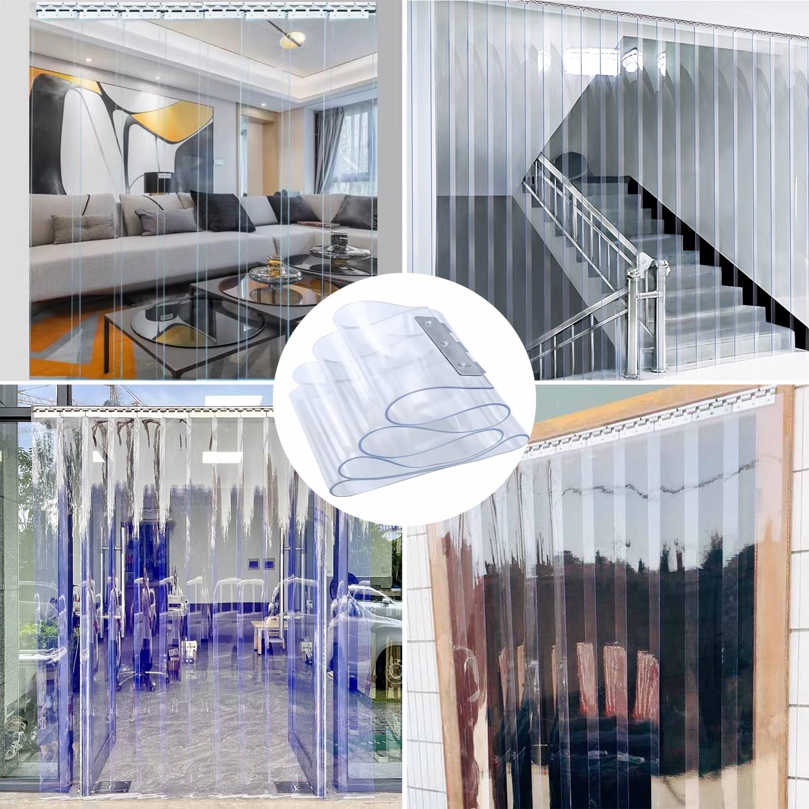 Tenda a strisce in PVC impermeabile trasparente in vinile per porte, 1,3 mm, divisorio per interni ed esterni (1,05 x 2,1 m)