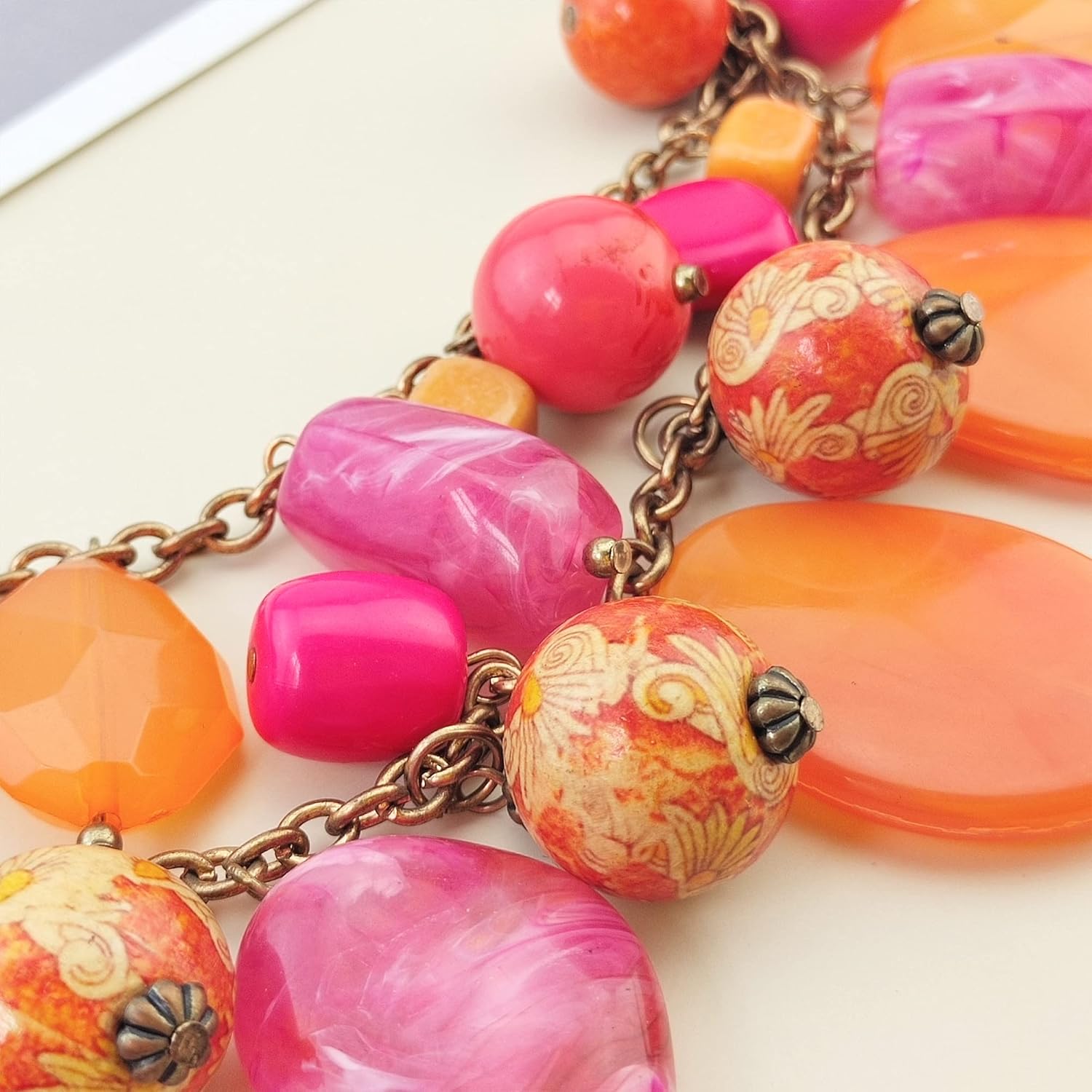 Bocar 2 Layer Statement Necklace Chunky Beaded Fashion Necklace for Women Gifts - Image 4