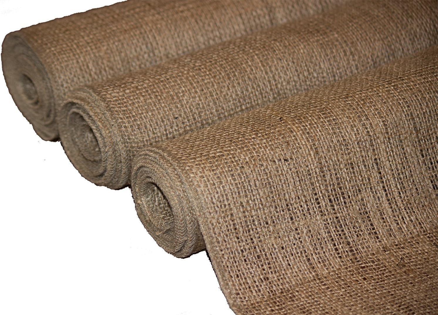 Burlapper 12" x 120" (3-Pack, 10 Yards) Natural Frayless Edge Burlap Table Runner