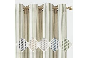 JINCHAN Linen Curtains: Timeless Elegance with Sage Green Stripes