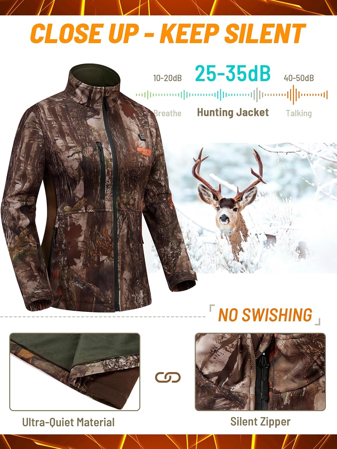 NEW VIEW Women's Heated Jacket, 10000mAh Battery Heated Hunting Jacket