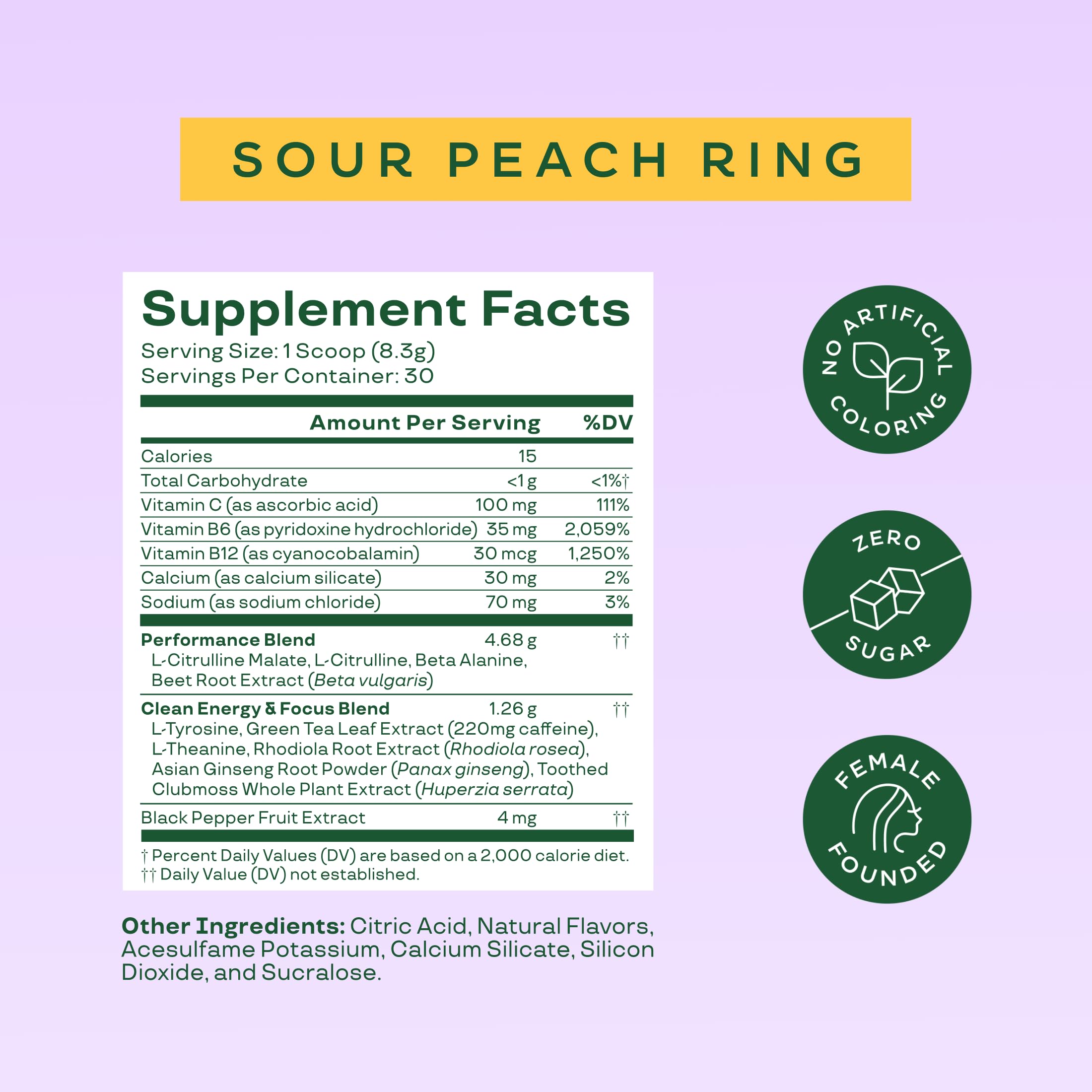 Bloom Nutrition Pre Workout Powder, Sour Peach Ring, 30 Servings — Amazon image 4