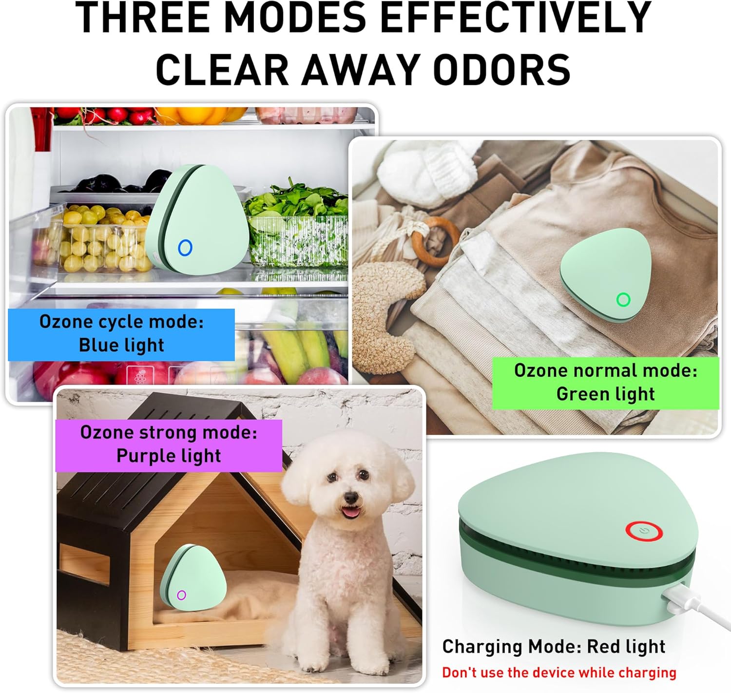 Mini Battery Powered 20mg/h Ozone Machine for Hunting Home Shoes cabinet Fridge Cat litter(green)