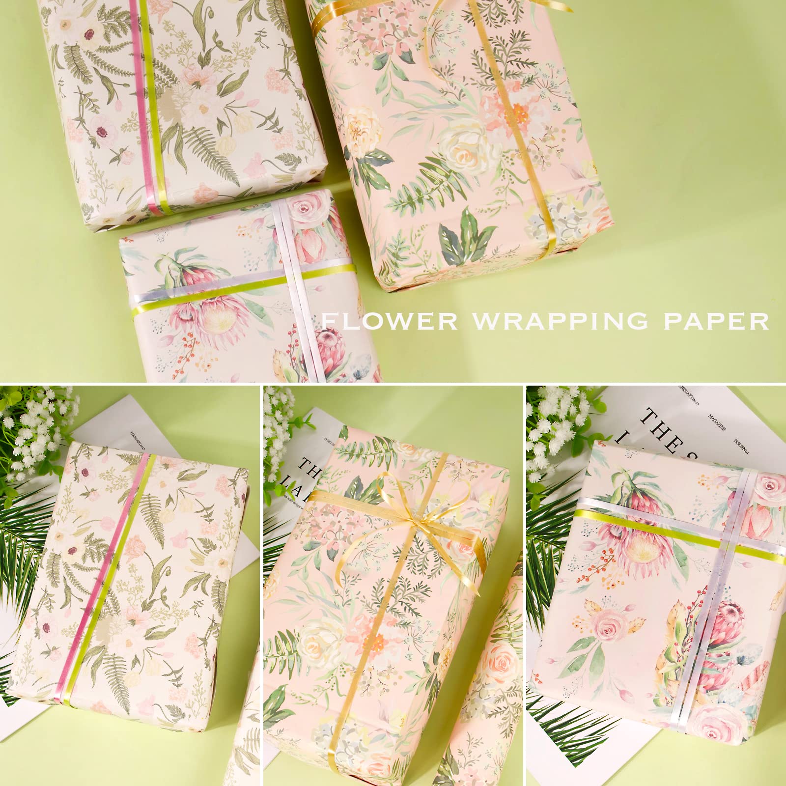 Anvin Seidenpapier Mit Blumenmuster - 20 Blatt, 50x73cm Für Geschenke & Basteln