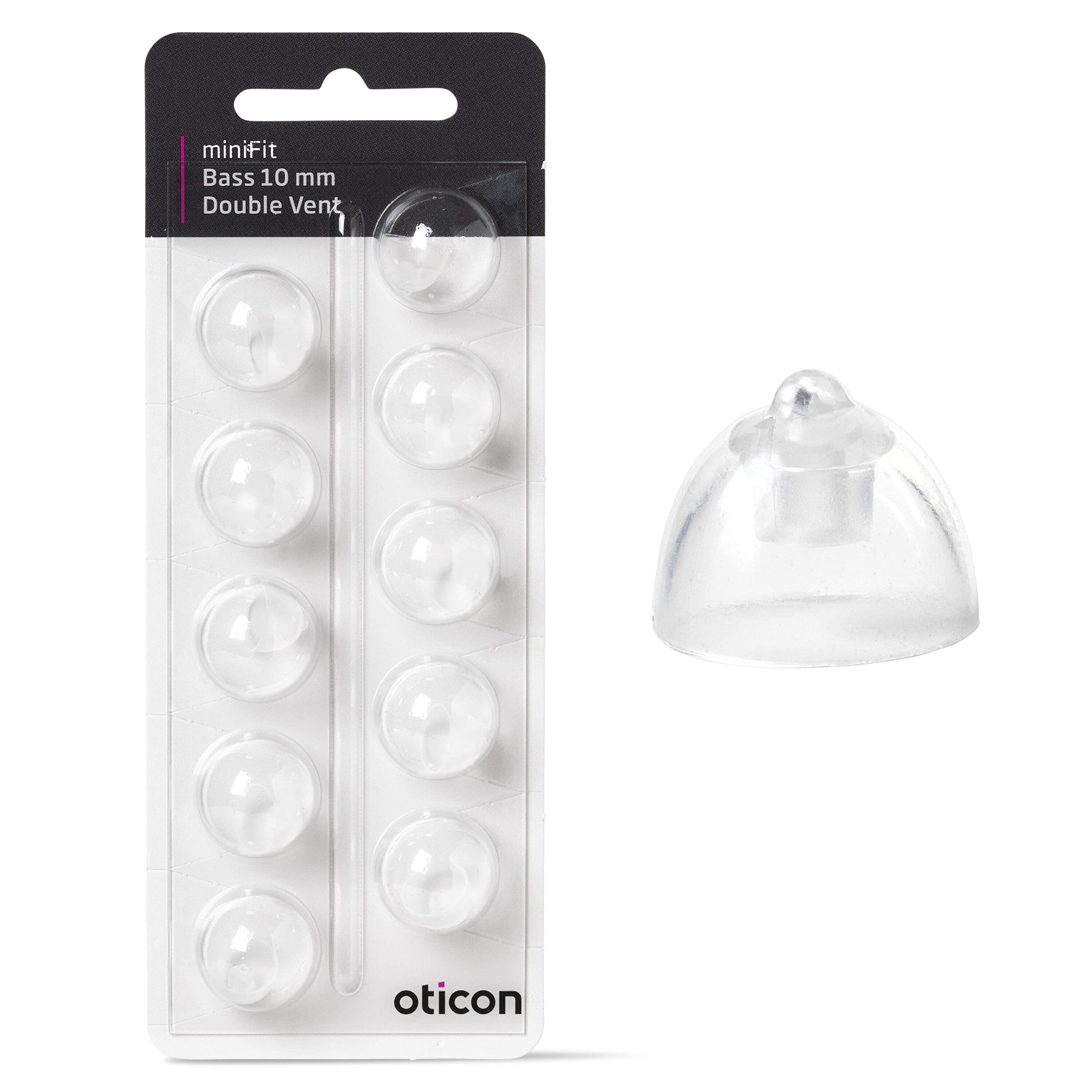 Oticon MiniFit Dual Vent Bass Bells - Oticon 10 Pack 10mm Silicone Black