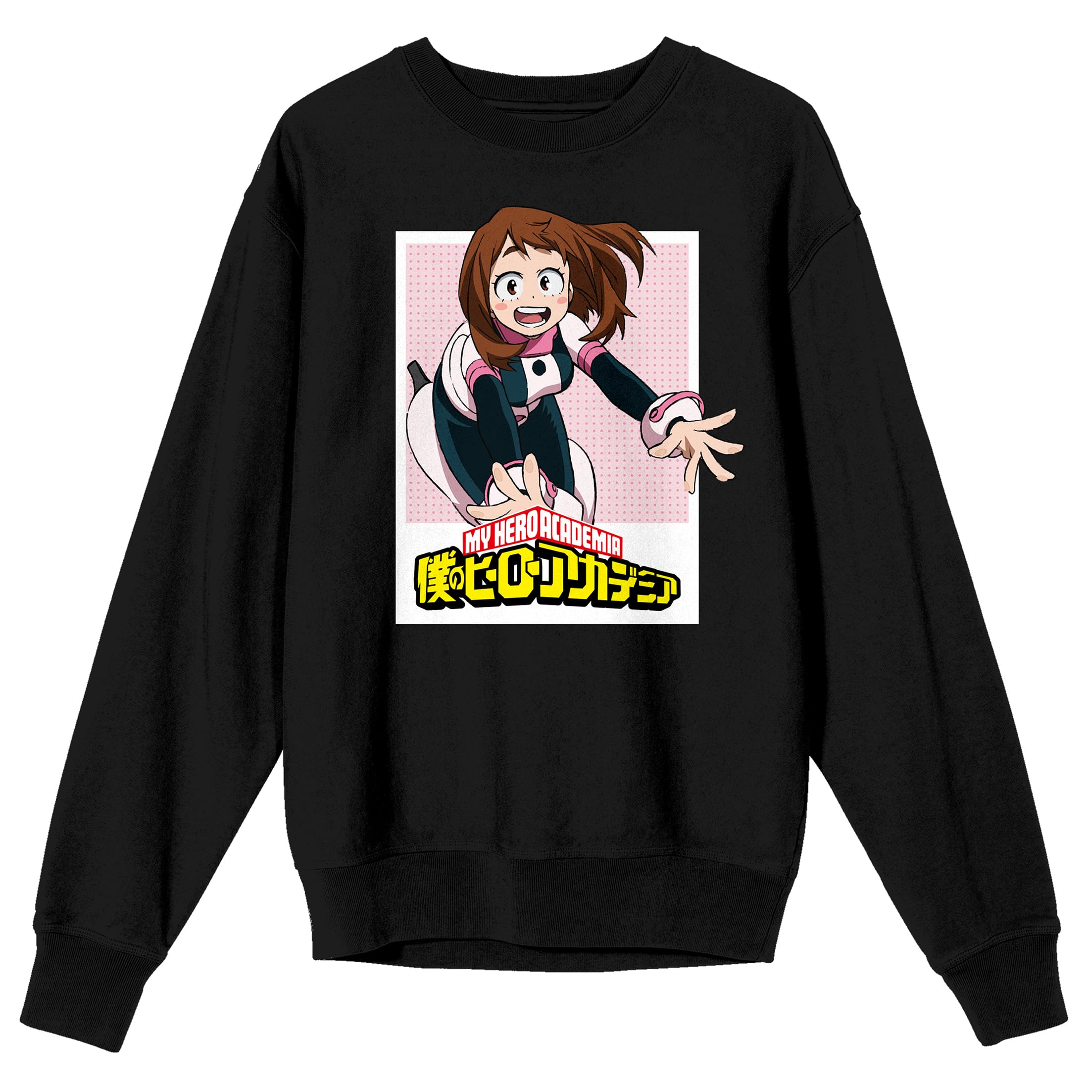 Bioworld My Hero Academia Season 2 Ochaco Uraraka Crew Neck Long Sleeve Adult Black Sweatshirt