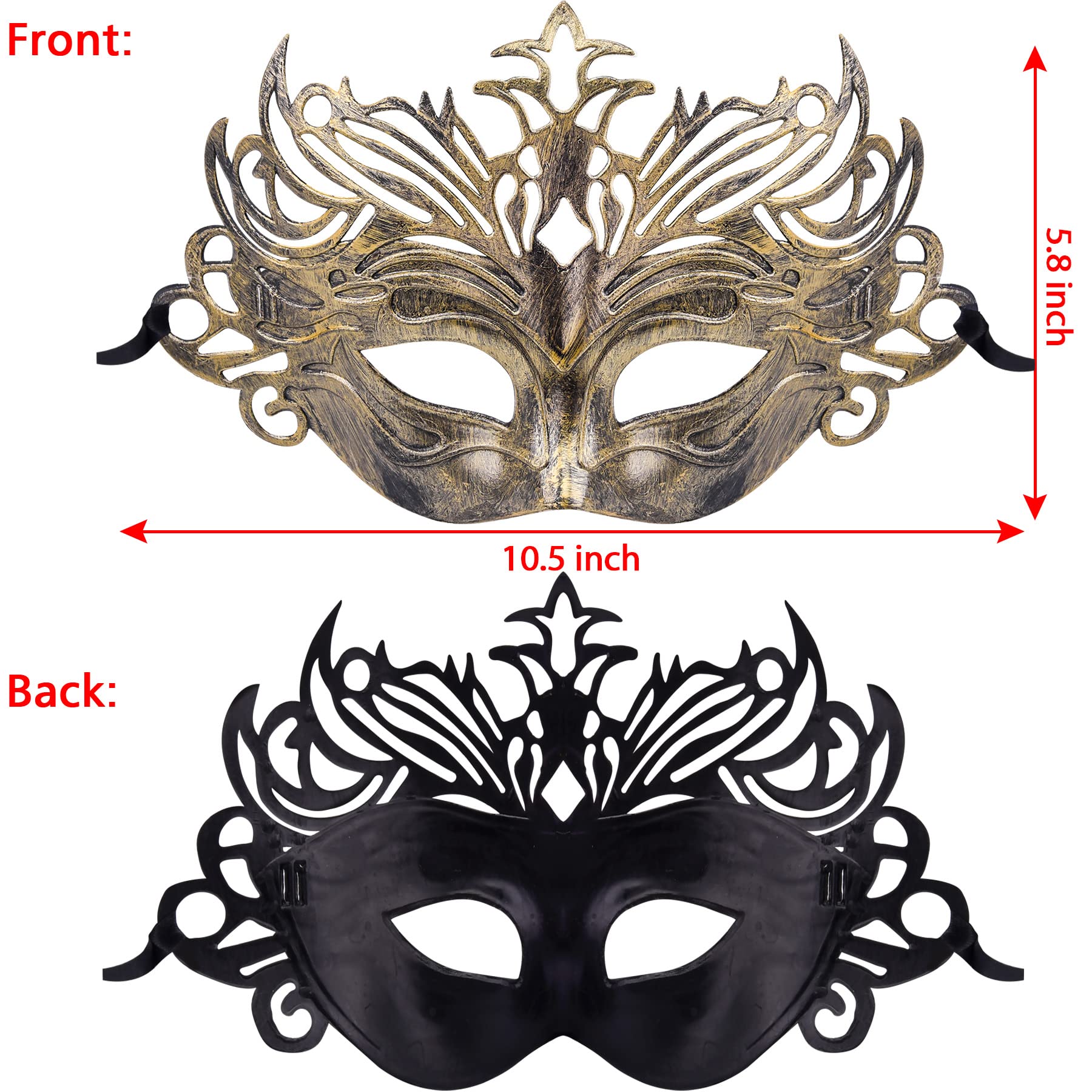 FEQO 32-Piece Masquerade Masks - Vintage & Venetian Styles, Black, Gold, Silver and Copper - Image 2