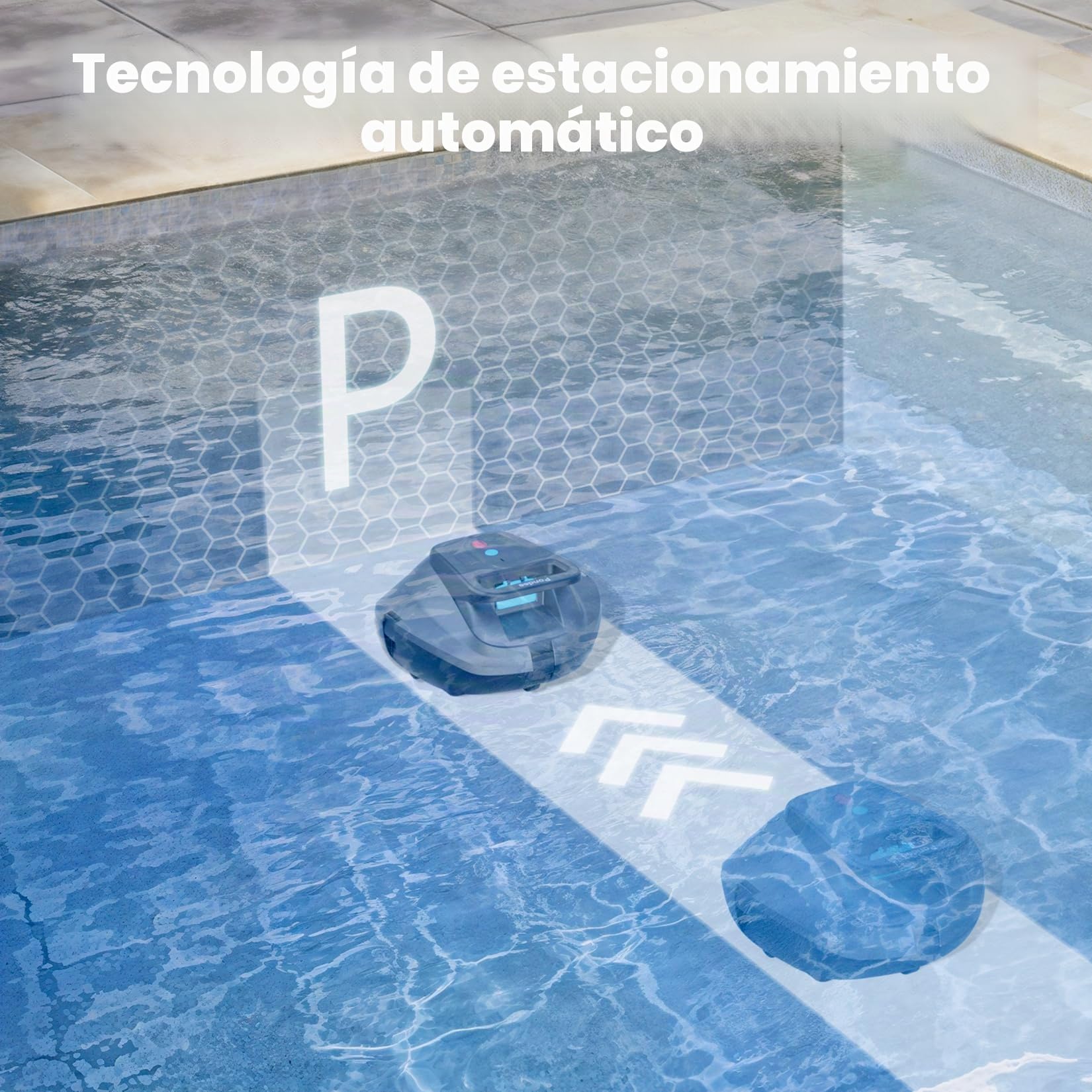(Upgrade 2026) Pondee X1 Robot Limpiafondos Piscina Sin Cable Fondo Plano, Aspiradora 120 Min Autonomía, Auto-Parking, Carga Rápida 2,5h, para Piscinas Desmontables y Enterradas hasta 80 m²