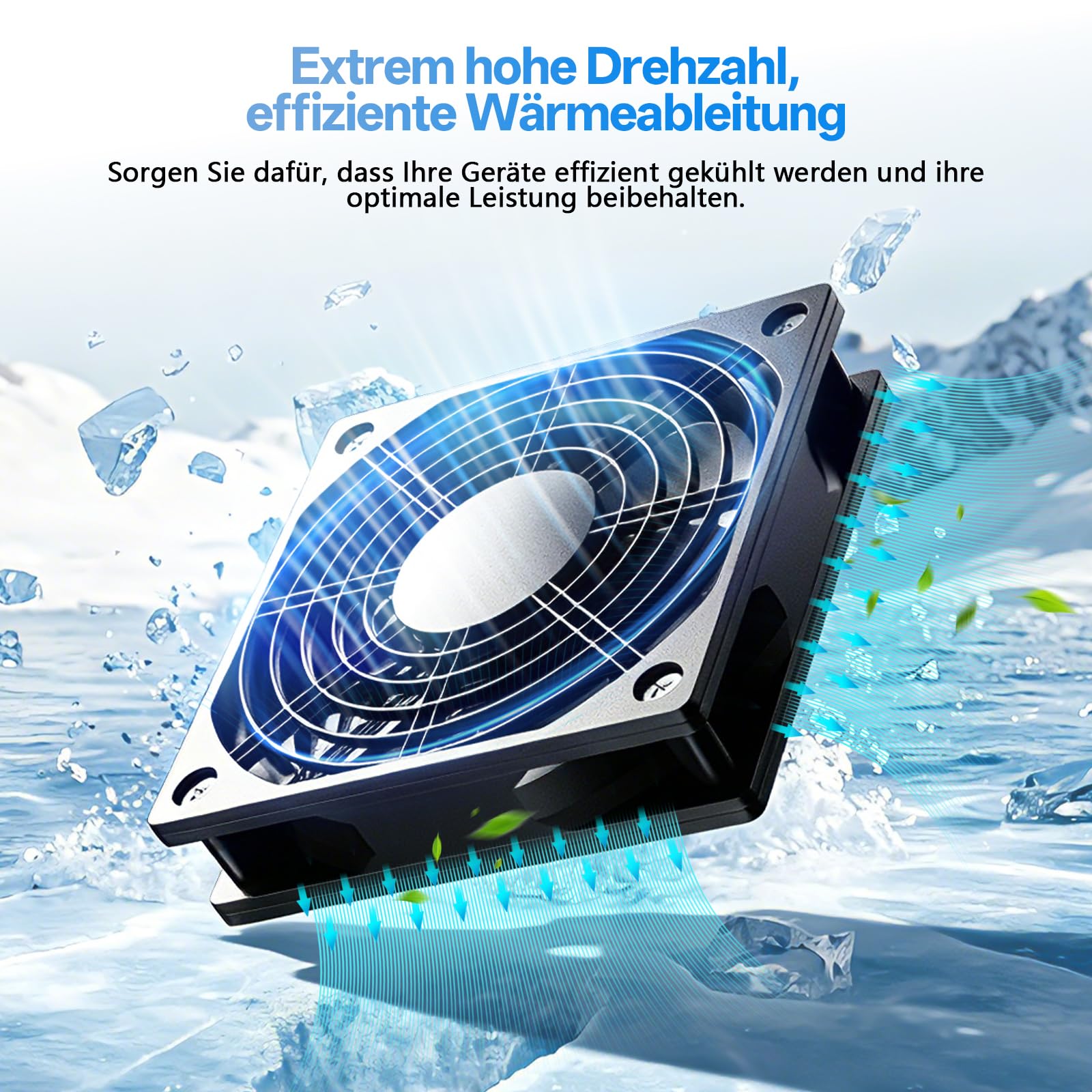 120mm*4 PC Lüfter Gehäuselüfter 12V, Einstellbare Geschwindigkeit Kontrolle Computer Lüfter, 220V 3000 RPM, für Laptop TV Router Serverschrank Netzwerkschrank Verstärker Belüftung