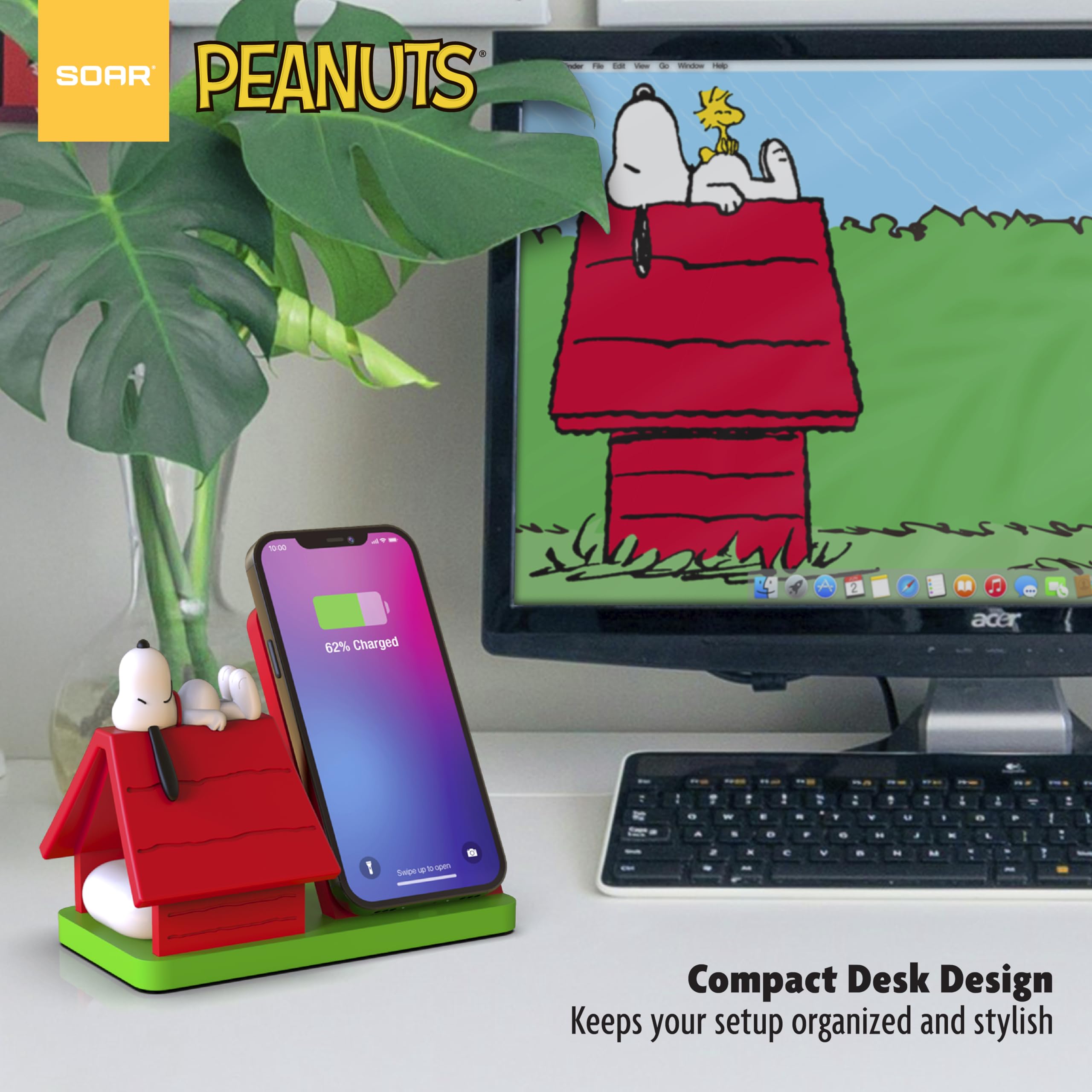 SOAR Peanuts - Stazione di ricarica wireless per cani, colore: rosso