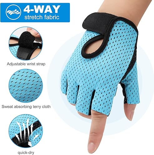 Miniatura 3 de JUSDIQIR Guantes de entrenamiento, guantes negros para hombres y mujeres, guantes transpirables de medio dedo, guantes de ejercicio de fitness,