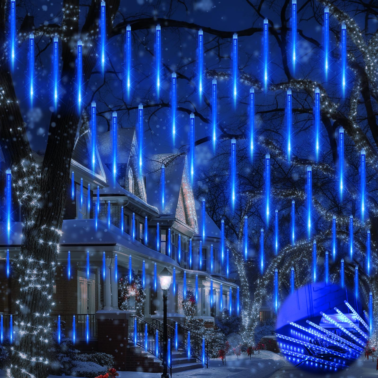 Frasheng Meteoros Lluvia Luces Exterior,Luces de Navidad Lluvia, 30cm 240LED Meteoros Lluvia Luces LED Luces Navidad Exterior Guirnaldas de Luminosas Impermeable para Navidad, Decoración de Jardín