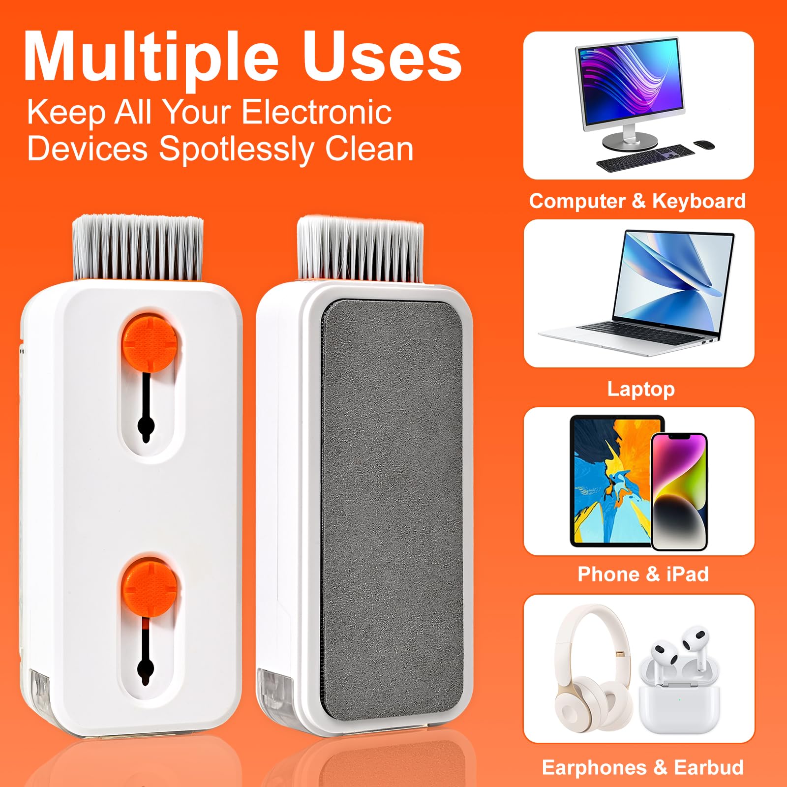 Kit per la pulizia della tastiera del computer portatile, kit di pulizia della tastiera con spazzola retrattile per tastiera e penna di pulizia multifunzione per MacBook, iPad, iPhone, tablet, PC,