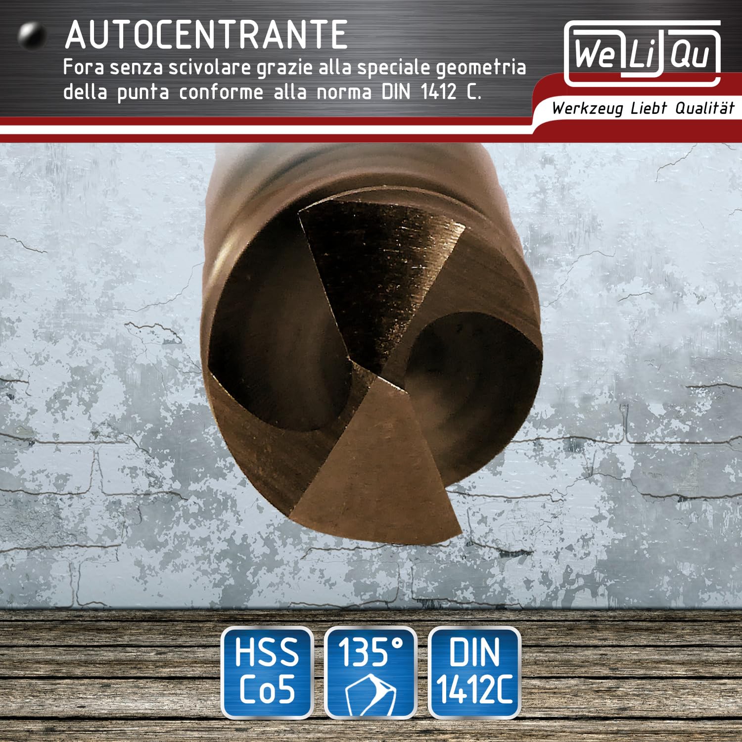 10 Punte Elicoidali HSS-E M35 Con Cobalto 5% - Autocentranti 135&deg; &Oslash; 4 Mm | Per Metallo E Acciaio