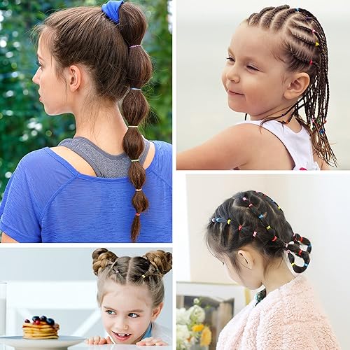 Miniatura 3 de 2000 bandas de goma para el cabello, ligas elásticas para el cabello coloridas con caja organizadora, mini lazos elásticos para el cabello para