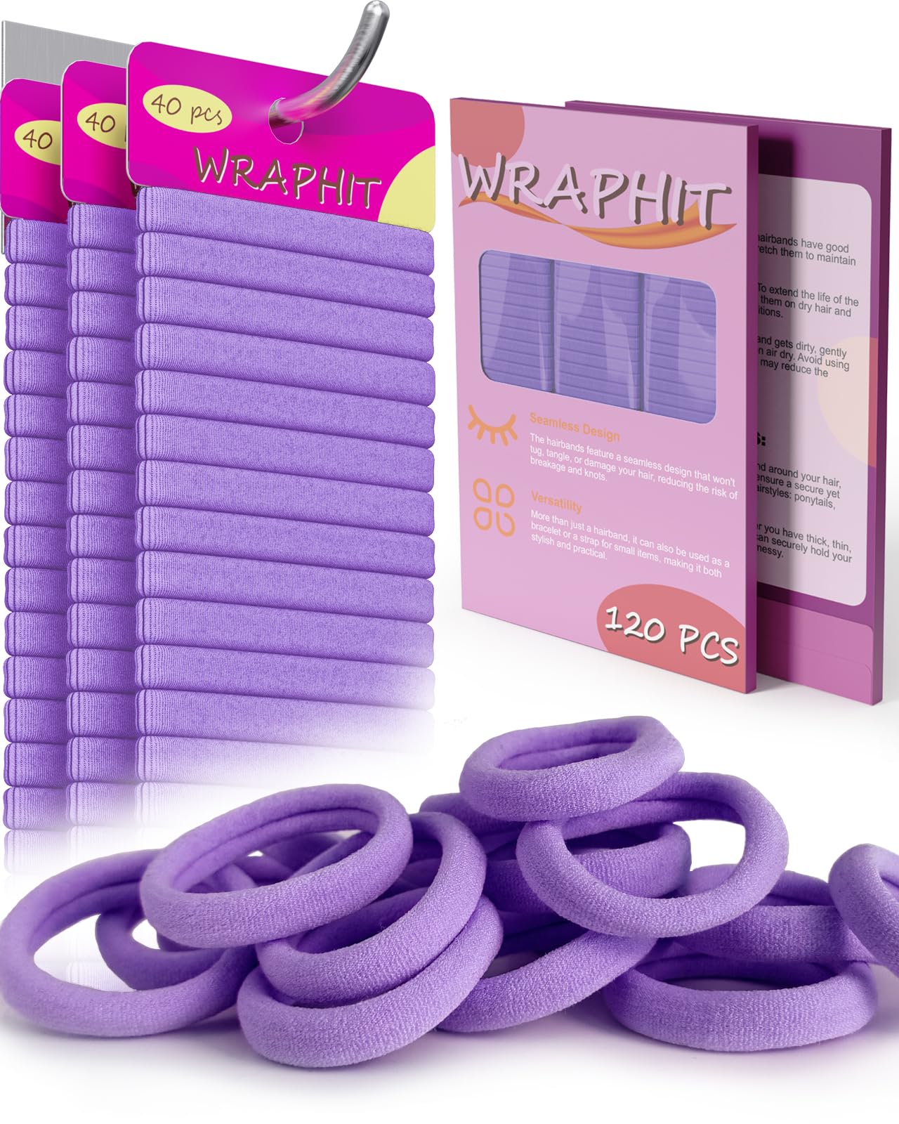 Wraphit 120pc Hair Ties No Damage Snag Free - hair accessories | Mubboo