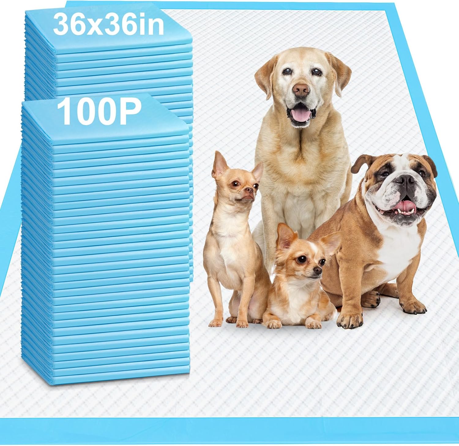 Gimars 4XL 36"x36" Thicken Heavy Absorbent Dog Pads 100 Pack - Jumbo Disposable Wee Wee Pads Quick Dry Leakproof Pee Pads for Dogs, Cats, Rabbits Pets 4XL 36"x36" 100 Counts