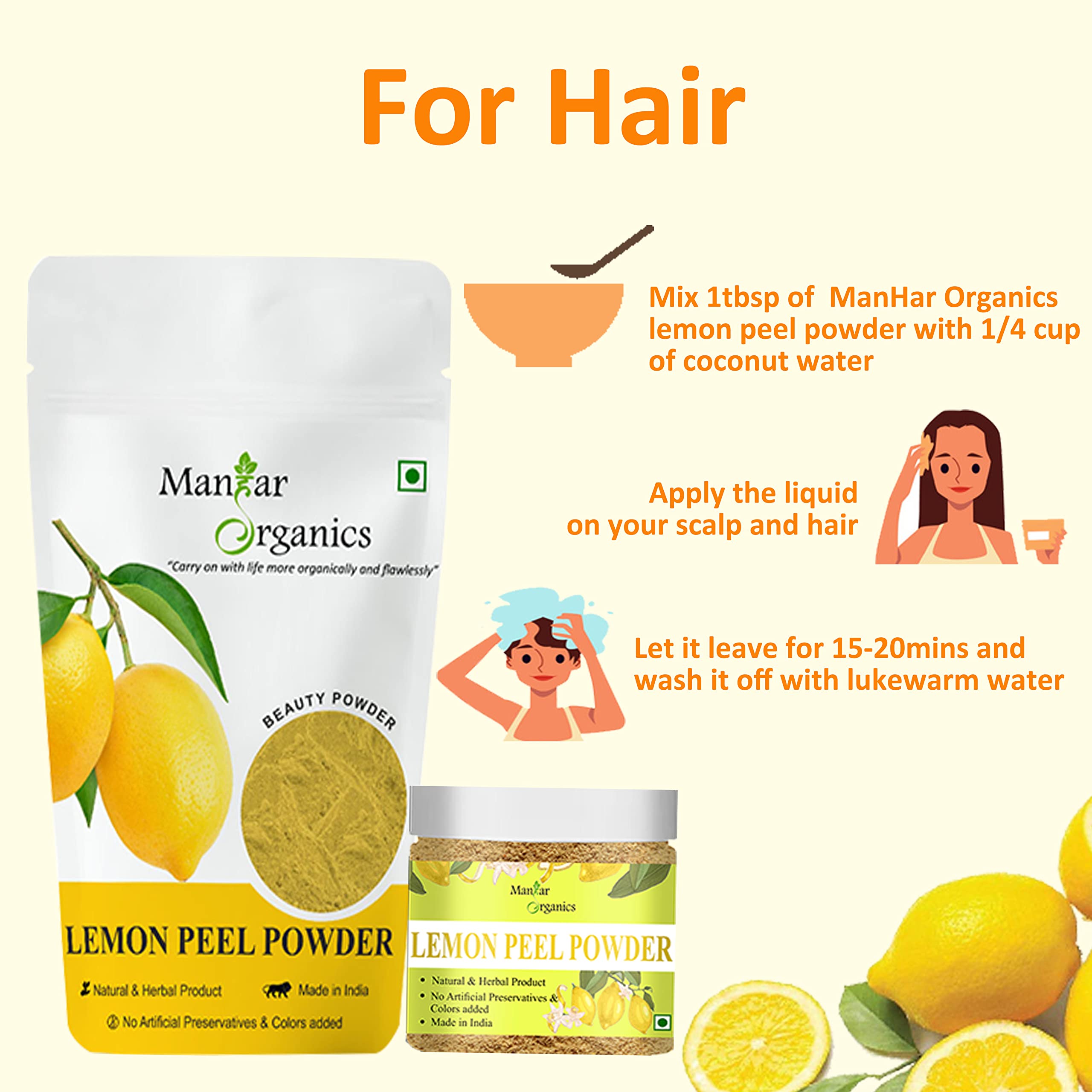 ManHar Organics Lemon Peel Powder for Face Pack 1kg| Pure Lemon Peel Powder for Skin & DIY Face Masks, Ubtan & Skincare 2