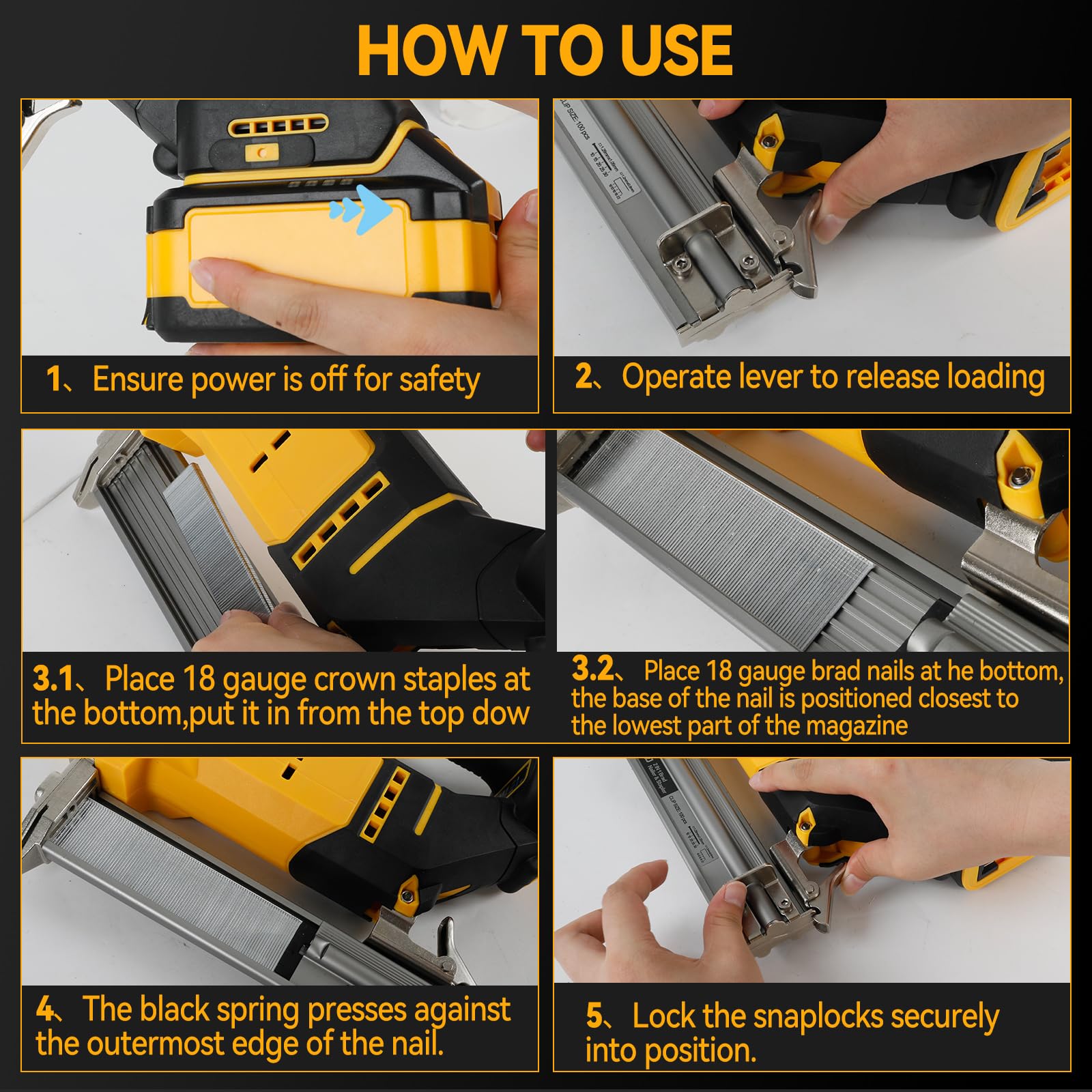 Dewalt 18V 20V Akku Schnurloser Brad-Nagler 2-in-1 Nagel-Klammerpistole 18GA Hefter-Nagler