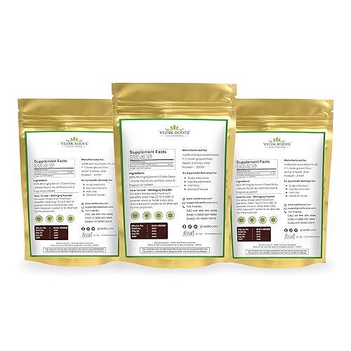 Miniatura 2 de Bhringraj Powder - La solución ayurvédica para un cabello más fuerte y cuero cabelludo más saludable, natural y puro 3.53 oz (paquete de 3)