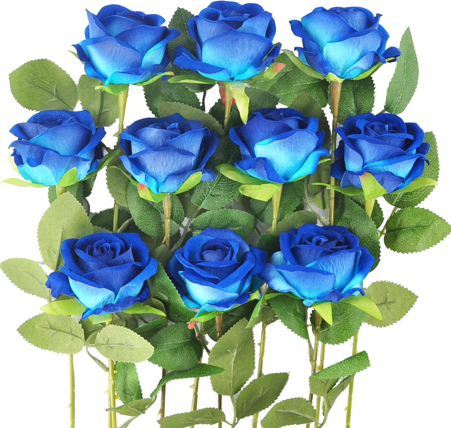 Kenpal Bulk Blue Artificial Roses 60pcs, Realistic Fake Silk Flowers with Stem for Luxury Event Decor, Corporate Centerpieces, Hotel Lobbies & Winter Weddings (60, Blue)