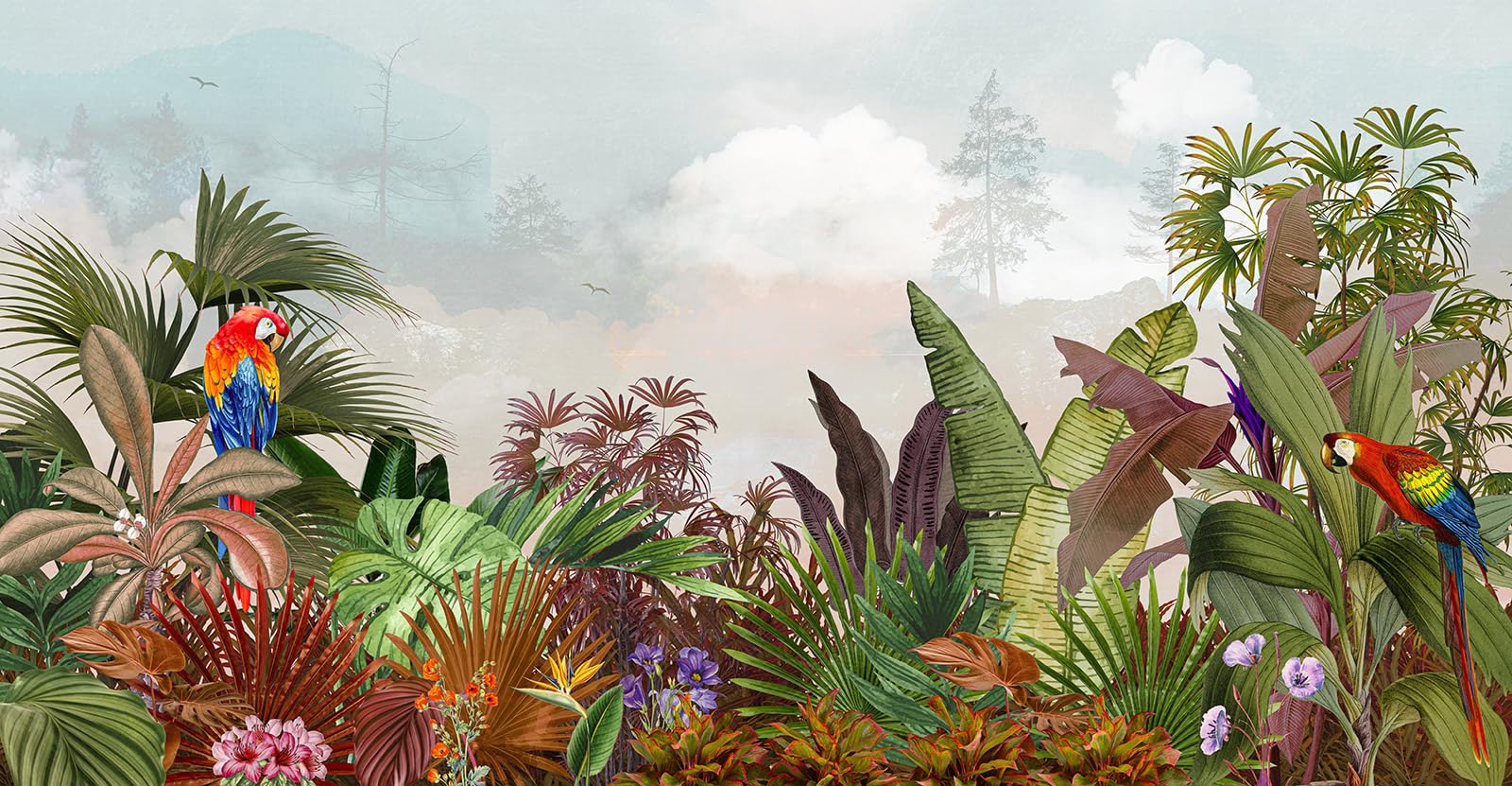 Papier peint panoramique plantes tropicales Lumalea 195x101