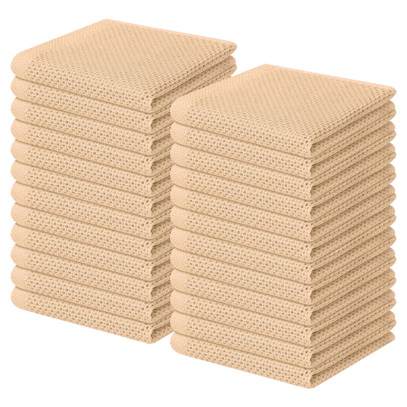 Homaxy 100% Cotton Waffle Weave Kitchen Dish Cloths 24-Pack, Apricot