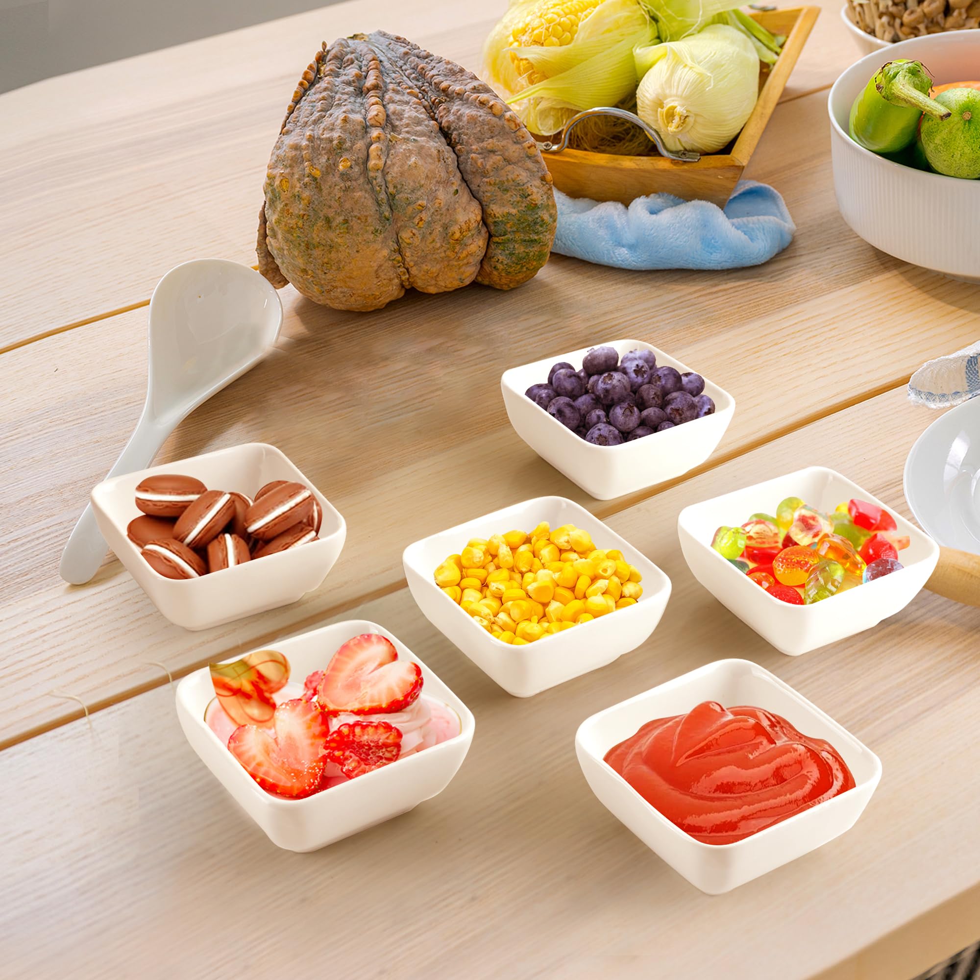 YKUKIZEE 12 PCS Small Ceramic Soy Sauce Bowl 3 Oz, White Porcelain Side Dish Bowls 7.5 cm - Image 4