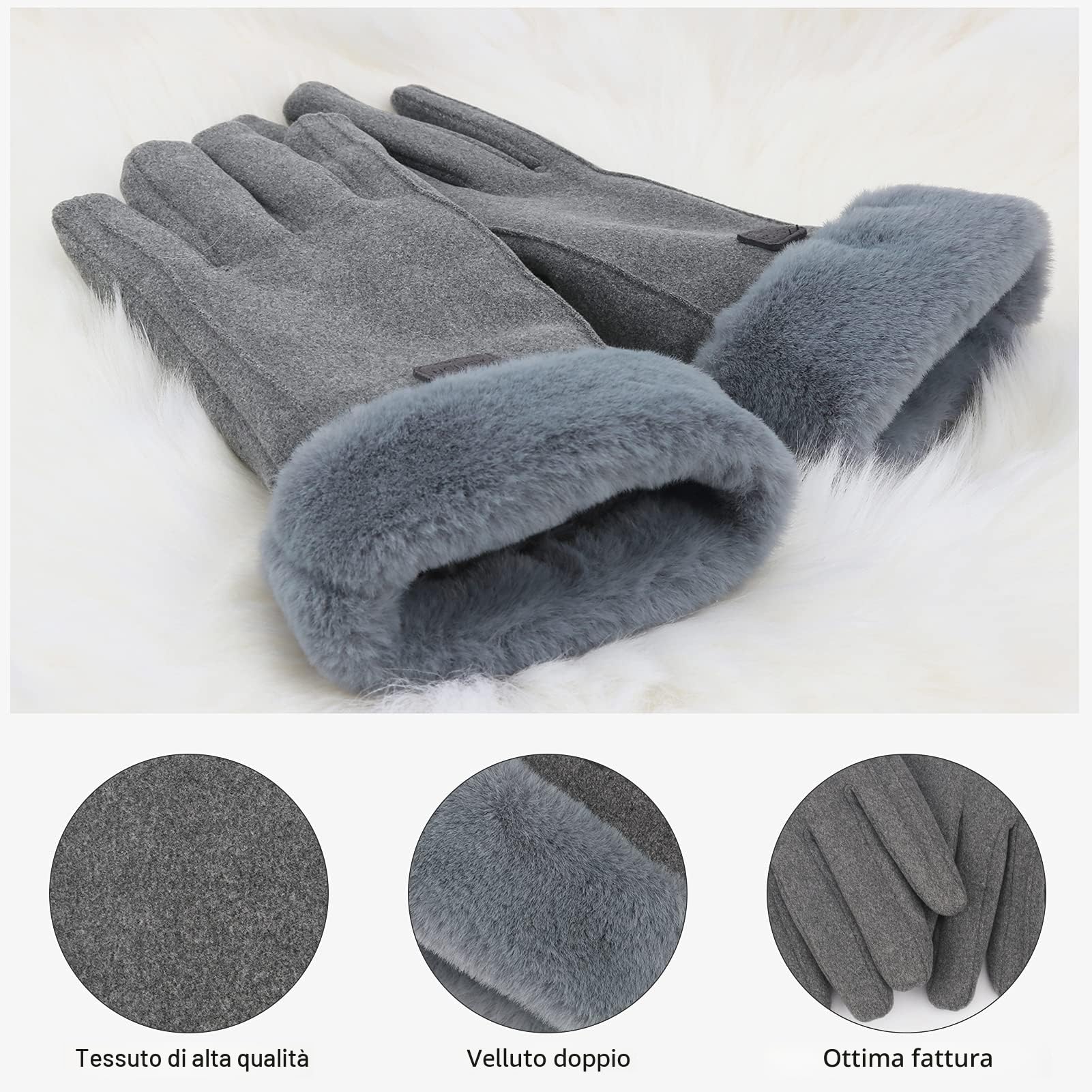 ZASFOU Guanti invernali da donna con schermo tattile e fodera in pile termico