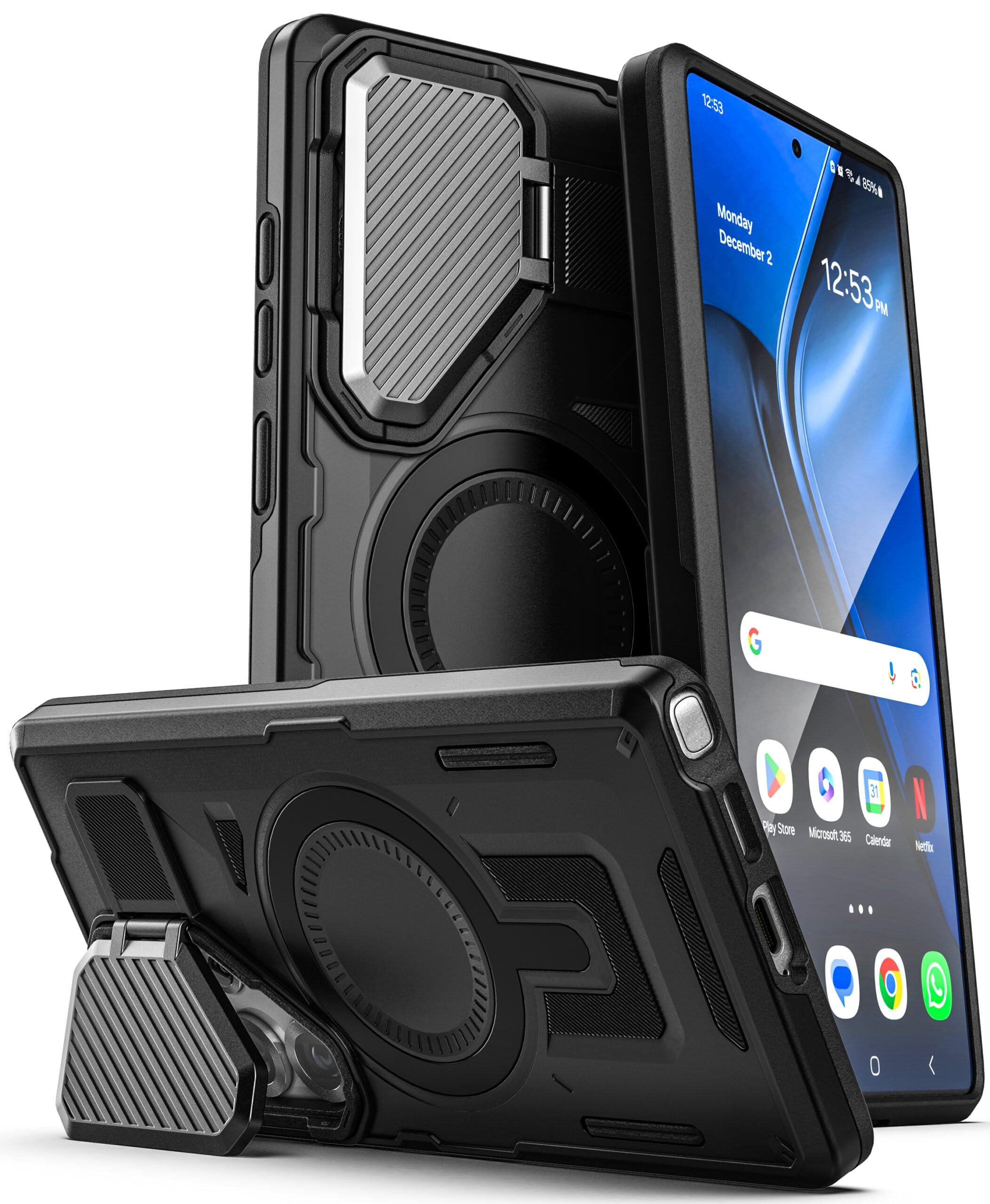 ENCASED for Samsung Galaxy S25 Ultra, Rugged Case with Camera Lens Cover [Military-Grade] Shockproof Protection with Metal Lens Guard [Heavy-Duty