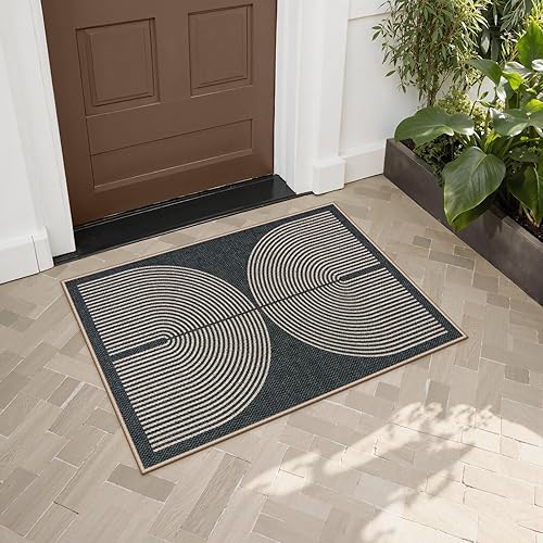 Vista 244 de Lahome Alfombra moderna de yute, de 2 x 8 pies, lavable, para entrada, granja, cocina, antideslizante, para interiores y exteriores, alfombra